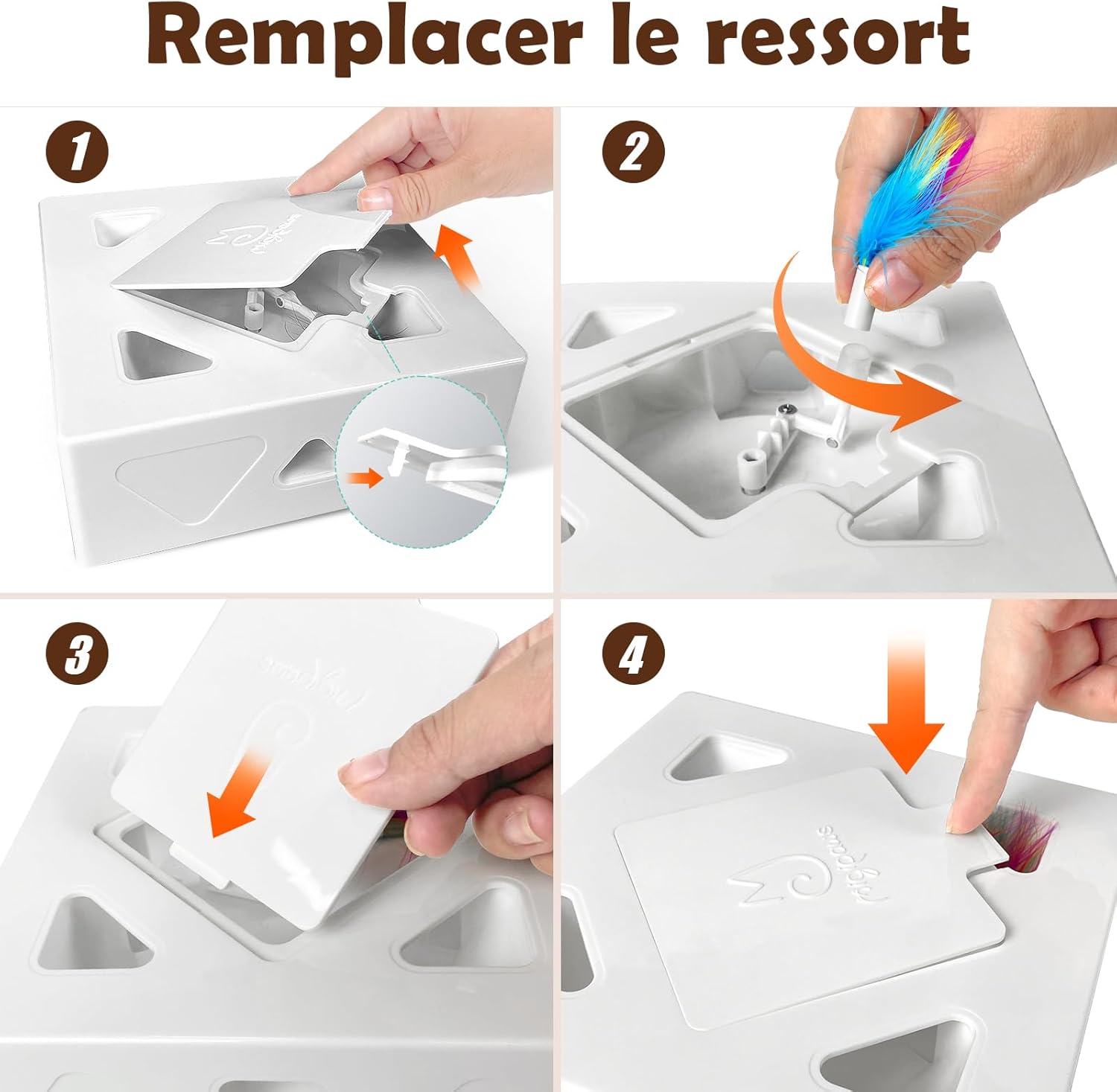 Thumbnail 5 de Migipaws Jouet pour Chat à 7 trous interactif automatique, rechargeable USB (4 plumes)