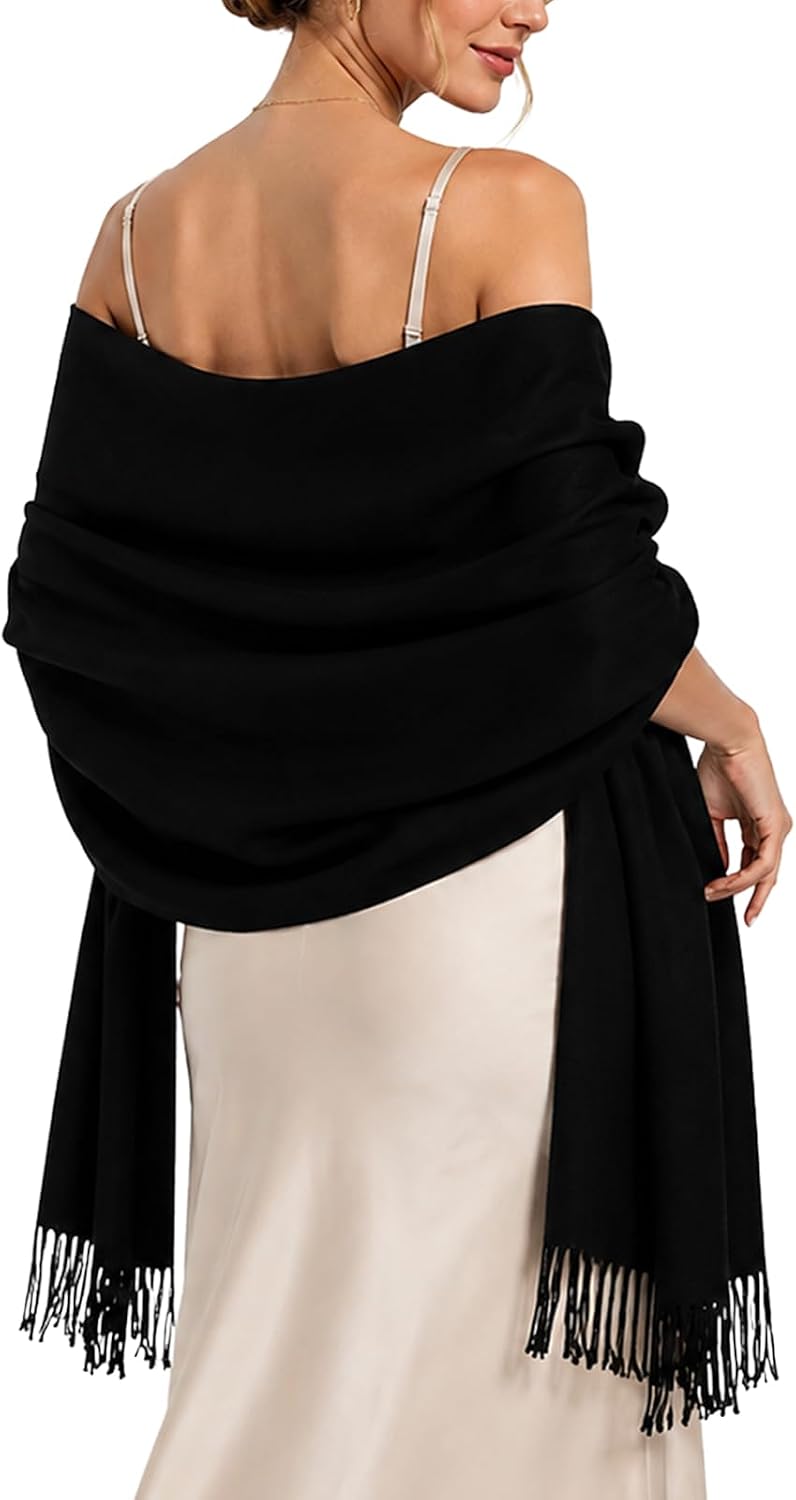 Detalle de RIIQIICHY Women's Fringe Shawl Wrap, Lightweight Polyester-Viscose Pashmina
