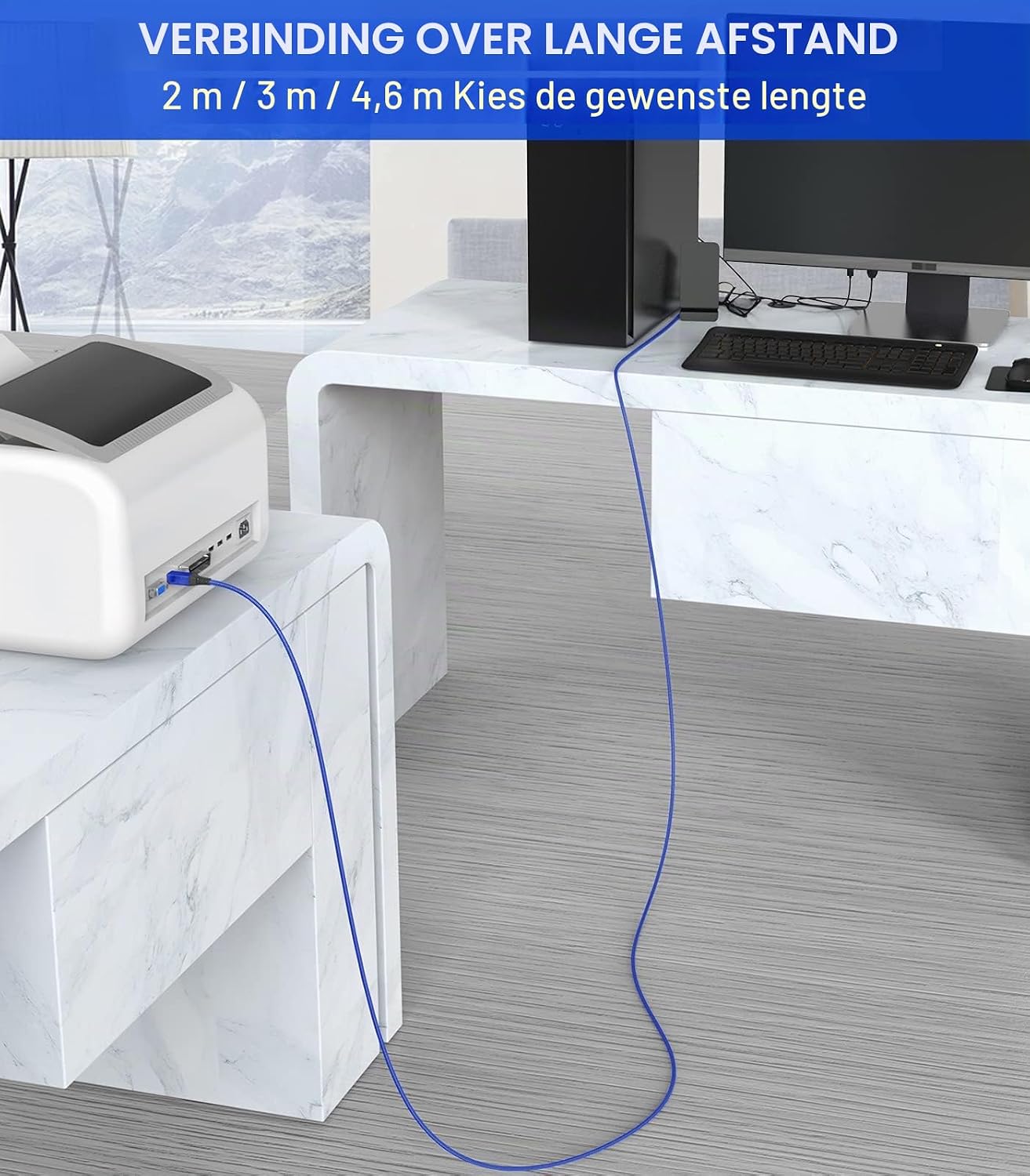Thumbnail 4 de sweguard USB-printerkabel 3 m, USB 2.0, gevlochten nylon