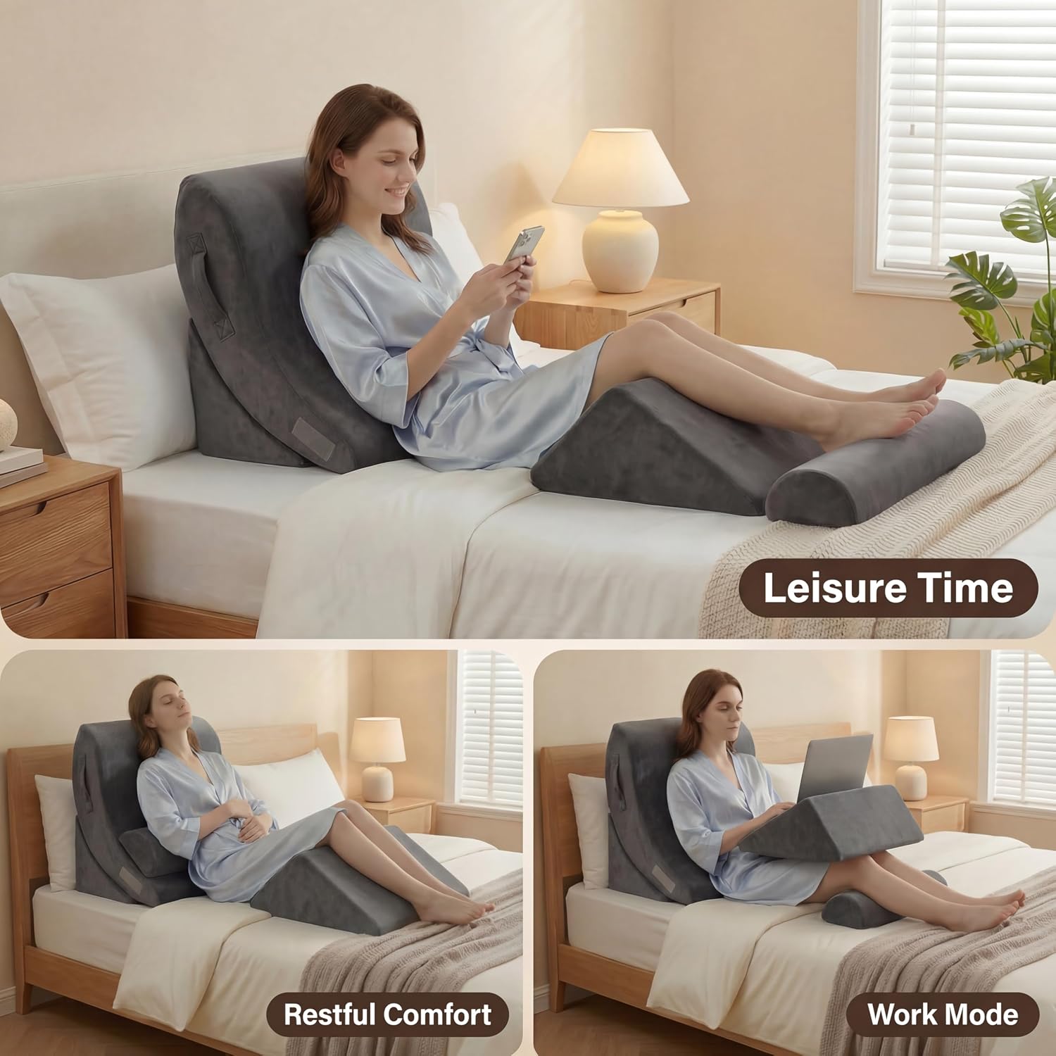 Thumbnail 1 de Axelrod Orthopedic Bed Wedge Pillow Set – 4-Piece High-Density Memory Foam for Post-Surgery Comfort