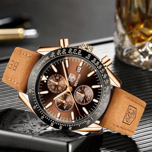 Thumbnail 6 de BENYAR BY-5140 Men's Analogue Quartz Chronograph Watch with Brown Leather Strap