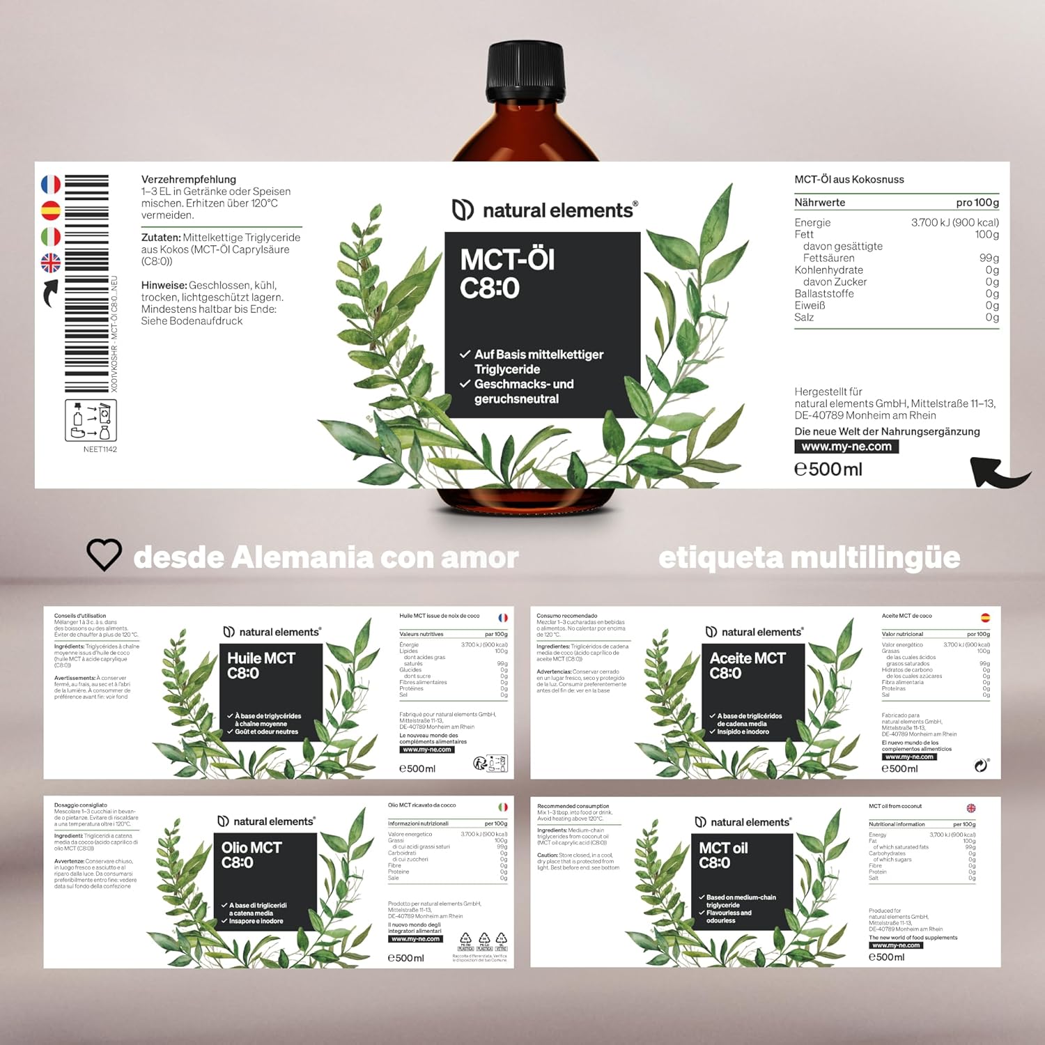 Thumbnail 4 de Aceite MCT C8 de Coco 500 ml – Vegano y Puro 🥥