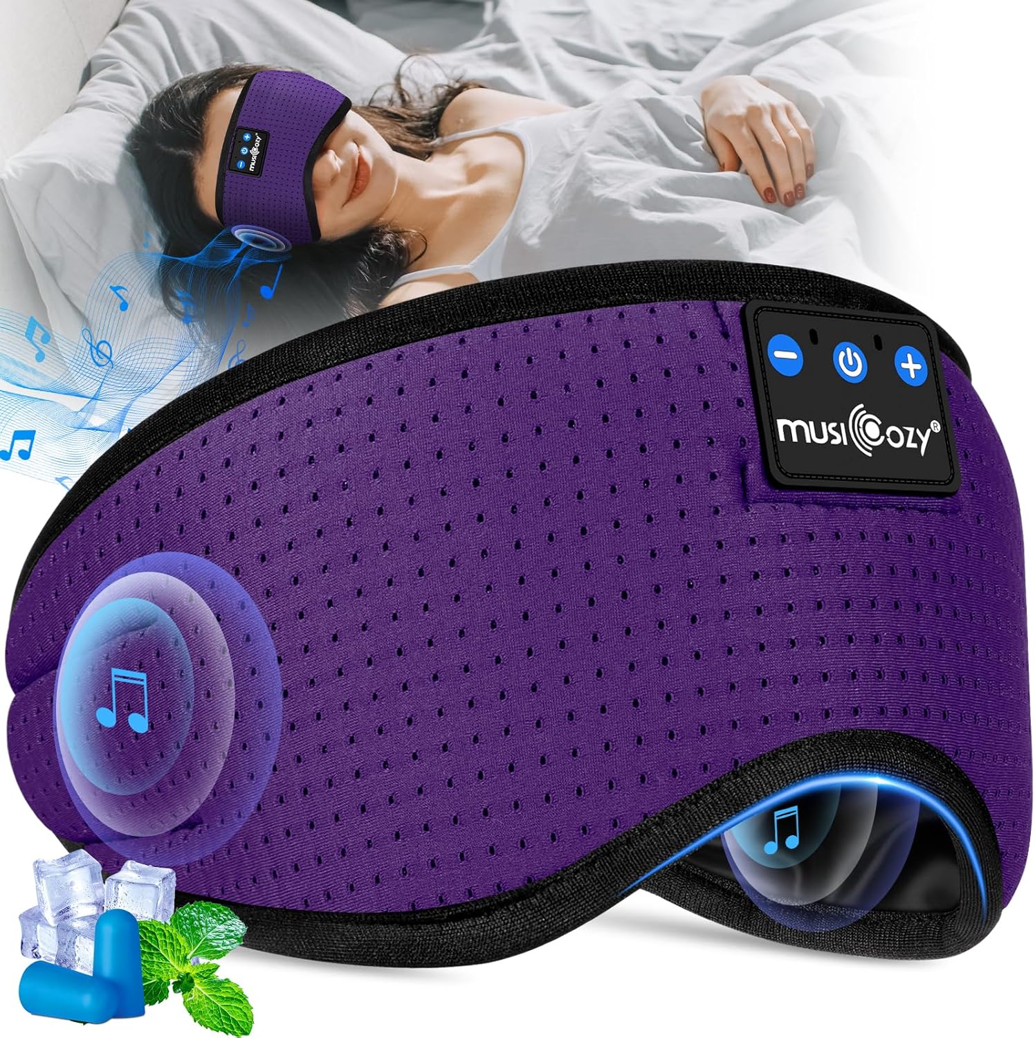 Detalle de MUSICOZY Sleep Mask Headphones: 100% Blackout Bluetooth Eye Mask with Ultra-Thin Speakers