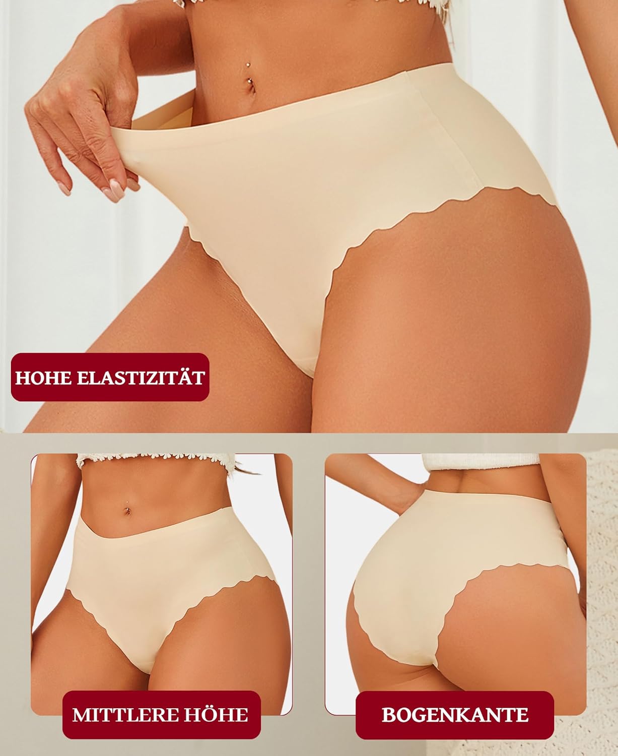 Detalle de Sth Big Culotte sans Couture Femme Taille Haute – Lot multipack, parfaite invisibilité et confort