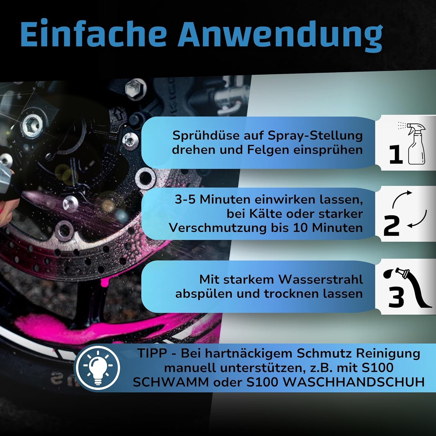 Thumbnail 3 de DR. WACK S100 Motorrad Felgenreiniger 500 ml – Gel-Formel, säurefrei