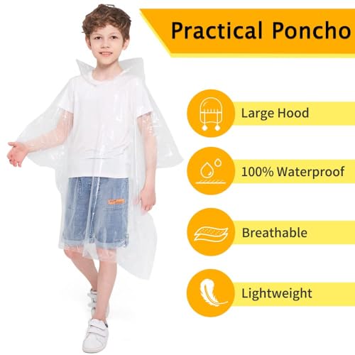Detalle de Opret Disposable Rain Ponchos 5 Pack for Kids – Emergency Raincoats
