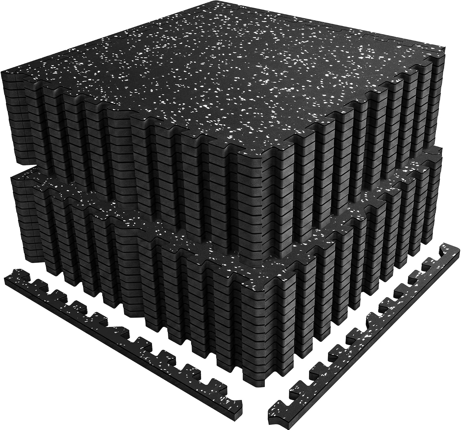 Detalle de PRAISUN 0.56" Rubber Top Gym Flooring — Heavy-Duty Interlocking Tiles, 96 sq ft (24 x 24 in) for Home Gyms