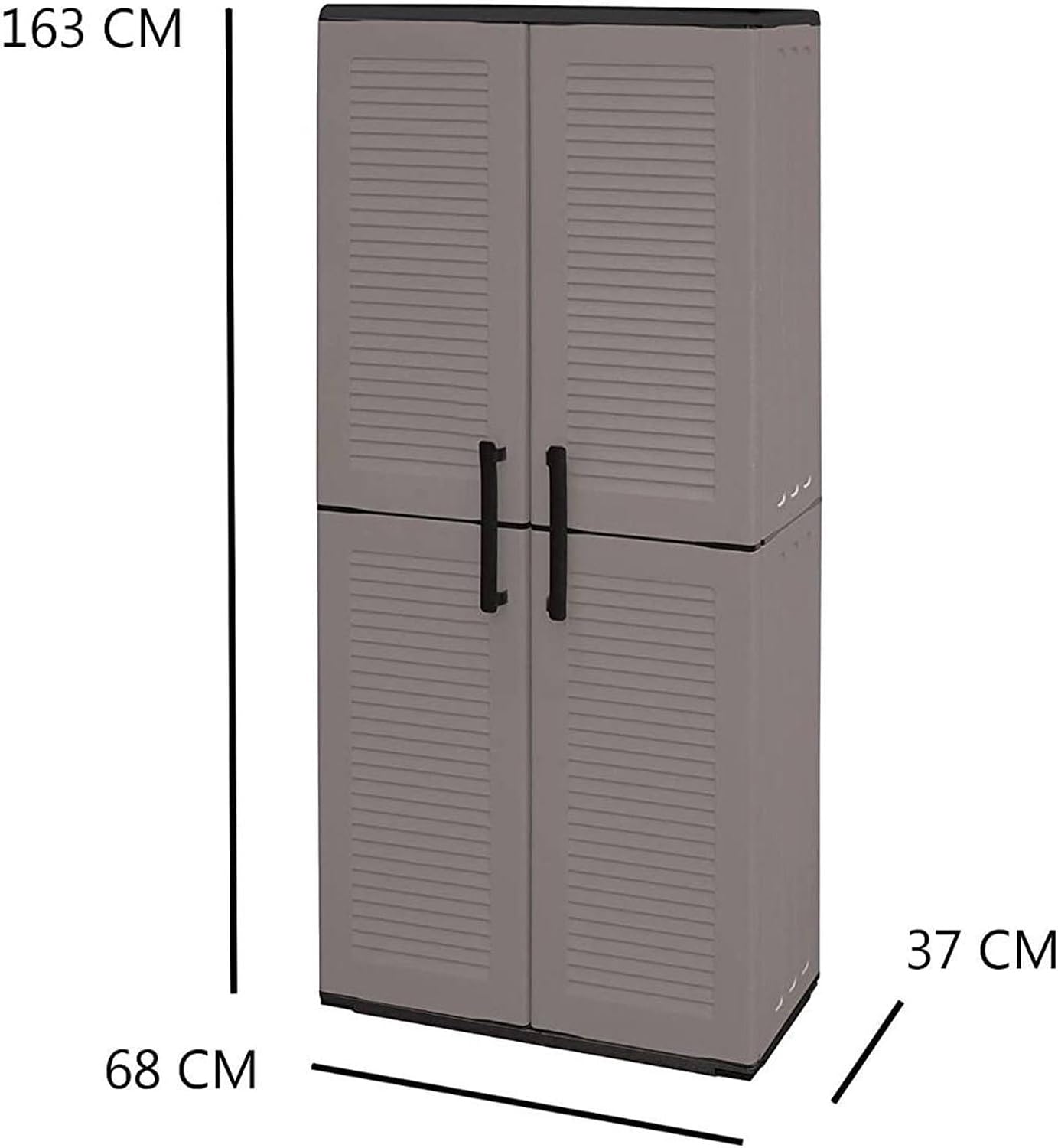 Thumbnail 1 de Dmora Armadio da Esterno Clavier – Mobile balcone 68x37x163 cm, Grigio/Nero, finitura righe
