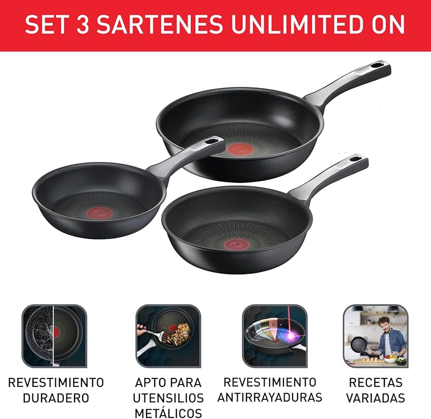 Thumbnail 1 de Tefal Unlimited On - Juego 3 Sartenes Antiadherentes 🍳