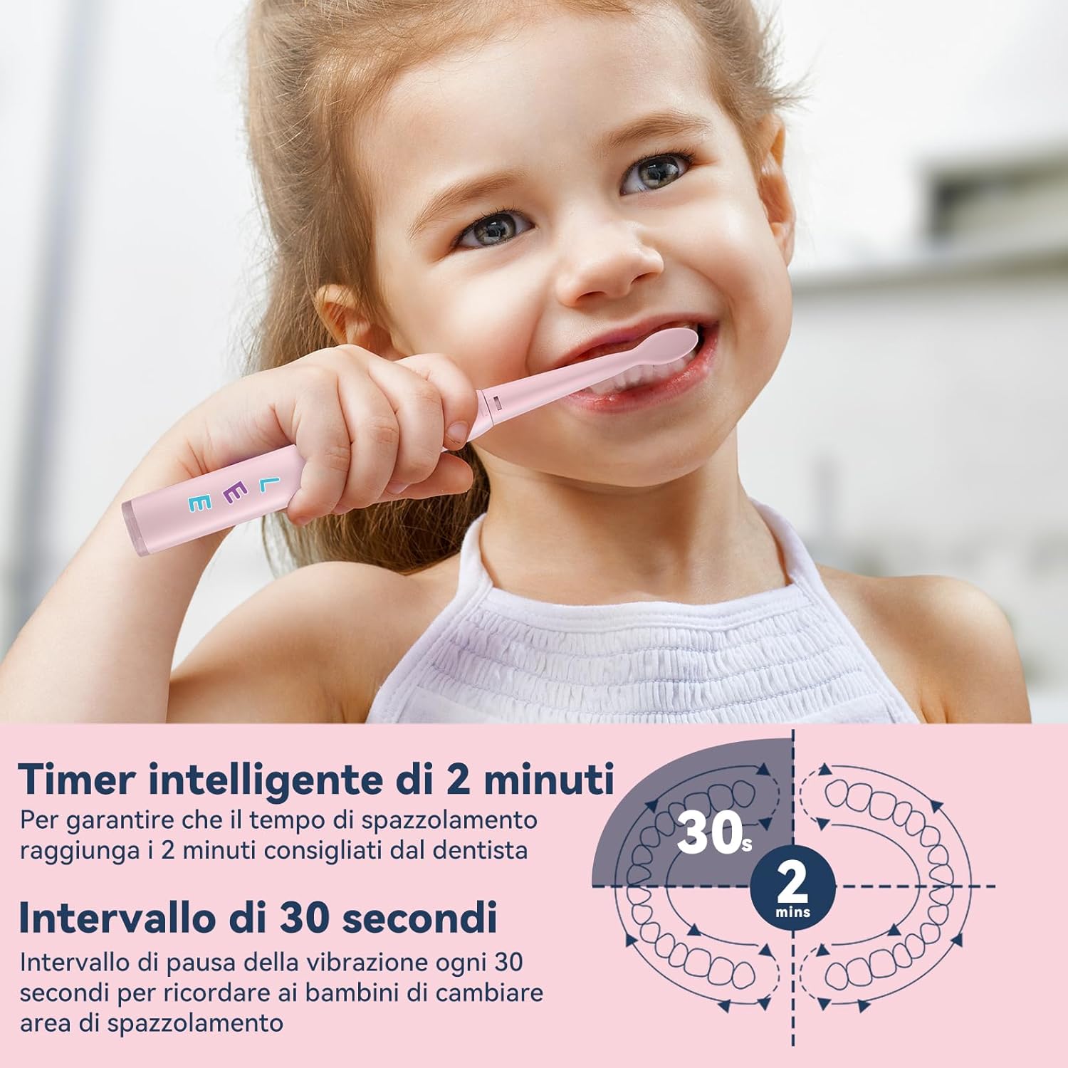 Thumbnail 6 de Seago Spazzolino Elettrico Bambini 6-12 anni SG-2303 rosa con timer da 2 minuti e 8 testine