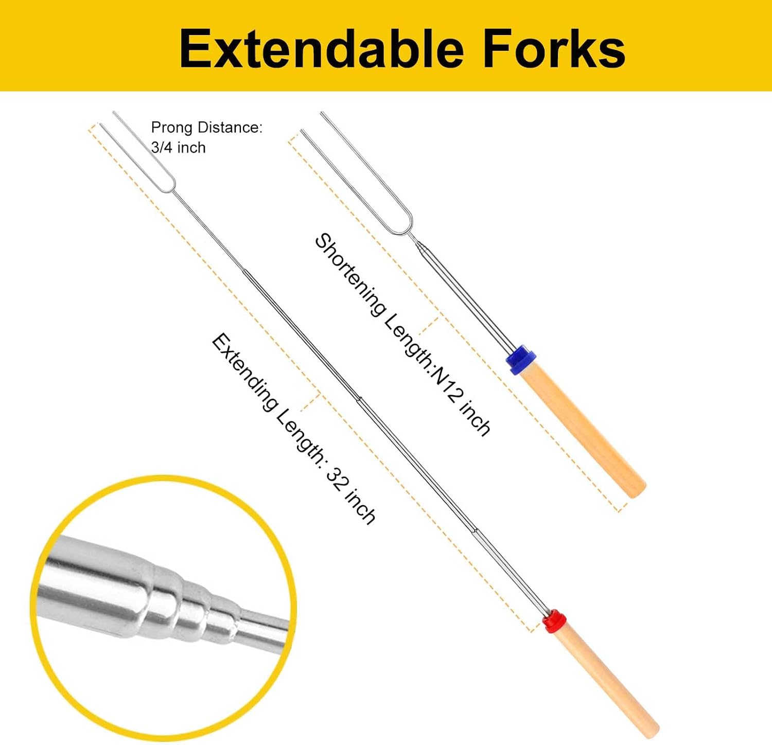 Thumbnail 6 de WINDESK barbecue5forks Telescoping Marshmallow Roasting Sticks, 5-Piece Set