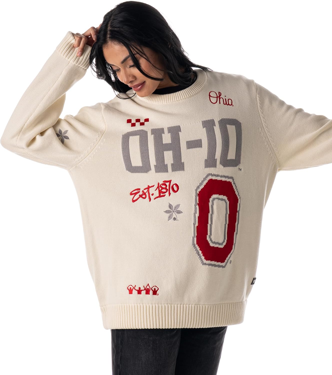 Detalle de The Wild Collective Unisex Ohio State All Over Jacquard Sweater