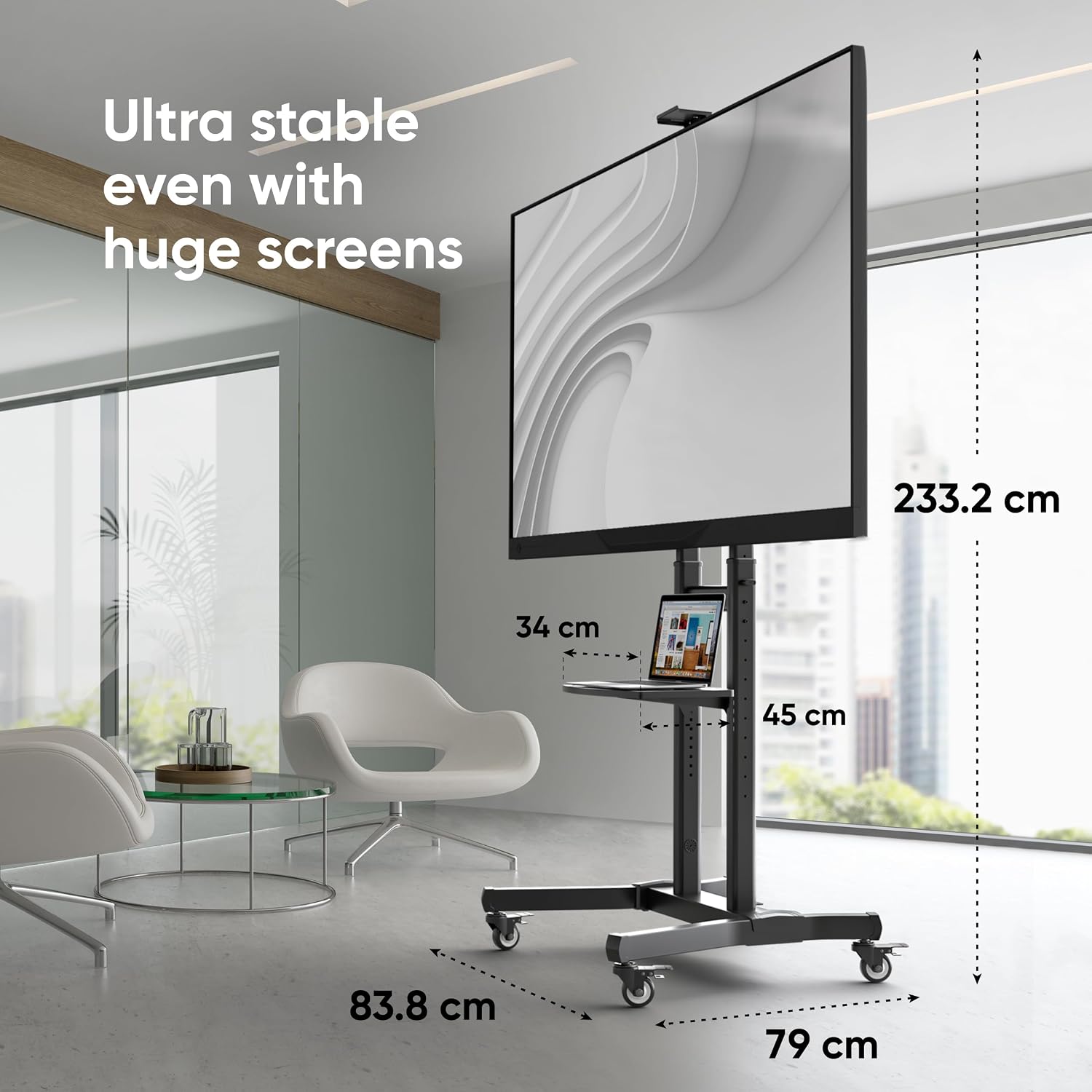 Thumbnail 4 de ONKRON TS1891-B Mobile TV Stand on Wheels for 50–90 Inch Screens