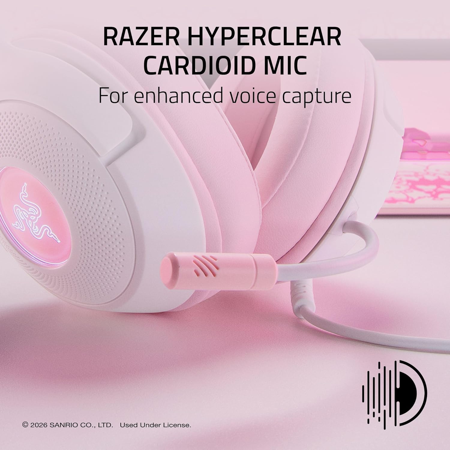 Detalle de Razer Kraken Kitty V2 USB Wired Headset: Hello Kitty Edition