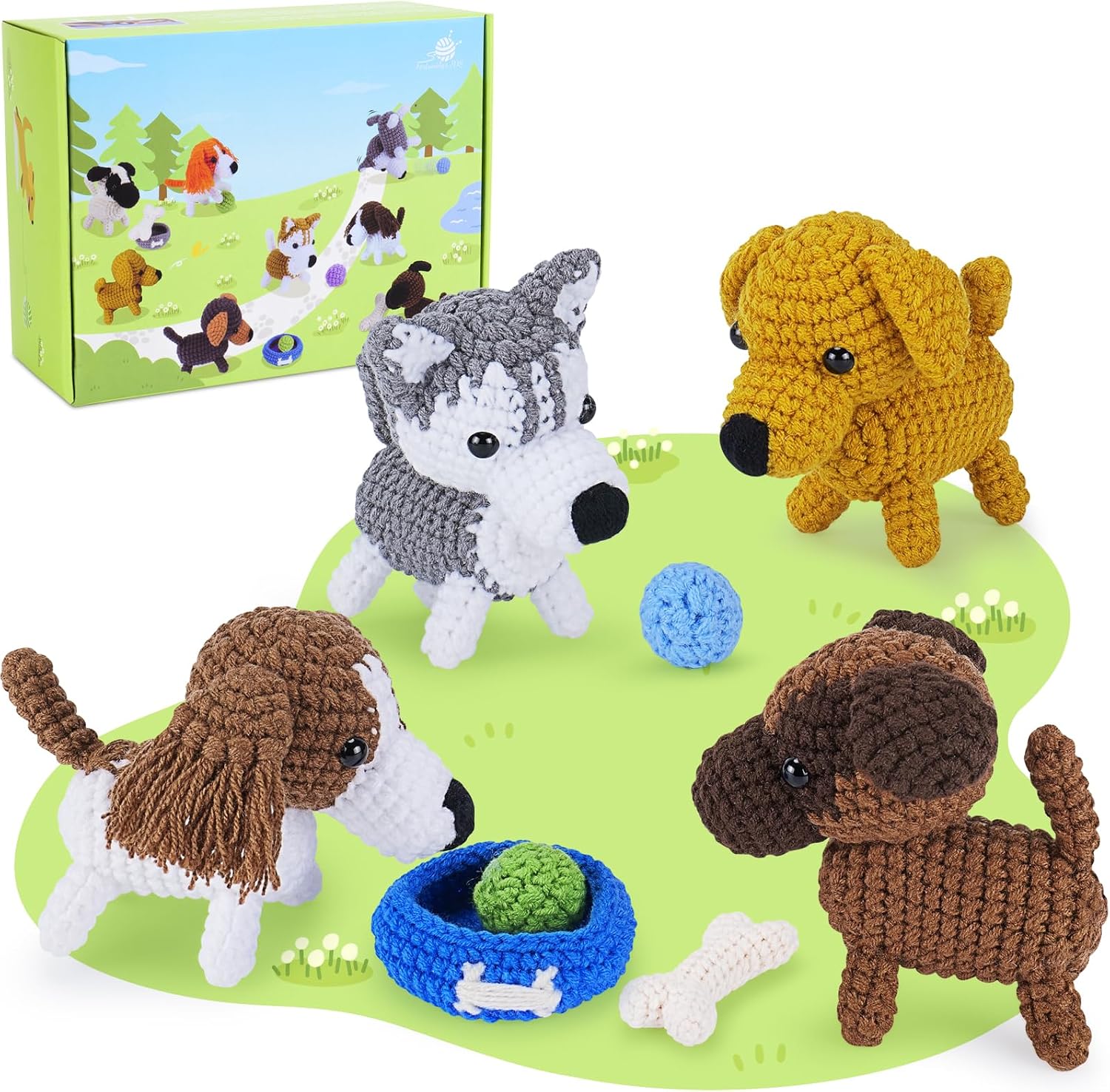 Crochet Complete Kit for Beginners: Dog Crochet Kit with Video Tutorials