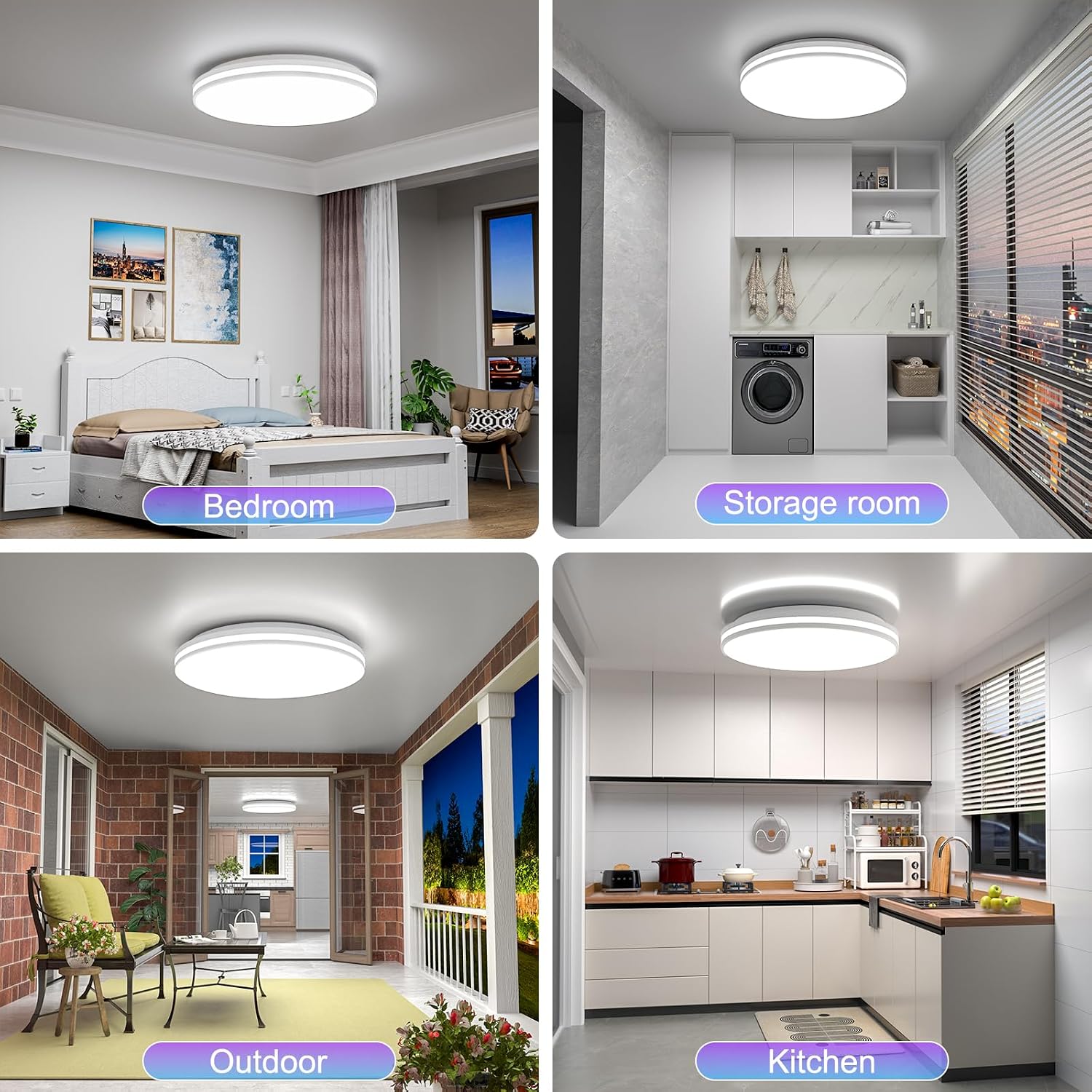 Detalle de LED Deckenleuchte 20W (Bad, IP44) – runde Badezimmerlampe kaltweiß 5000K, 26 cm