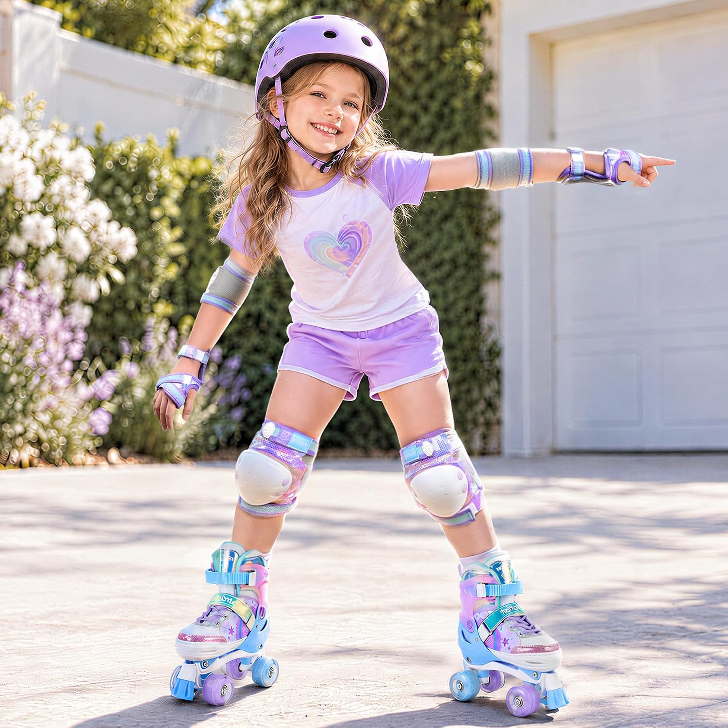Detalle de NEMONE Mermaid 4 Size Adjustable Light Up Roller Skates for Girls