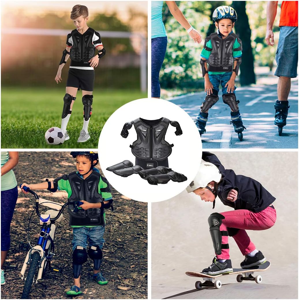 Thumbnail 6 de Fansport 5-teiliges Motorrad-Schutzset für Kinder (4–14 Jahre) – Jacke, Brustschutz, Ellbogen- und Knieschoner