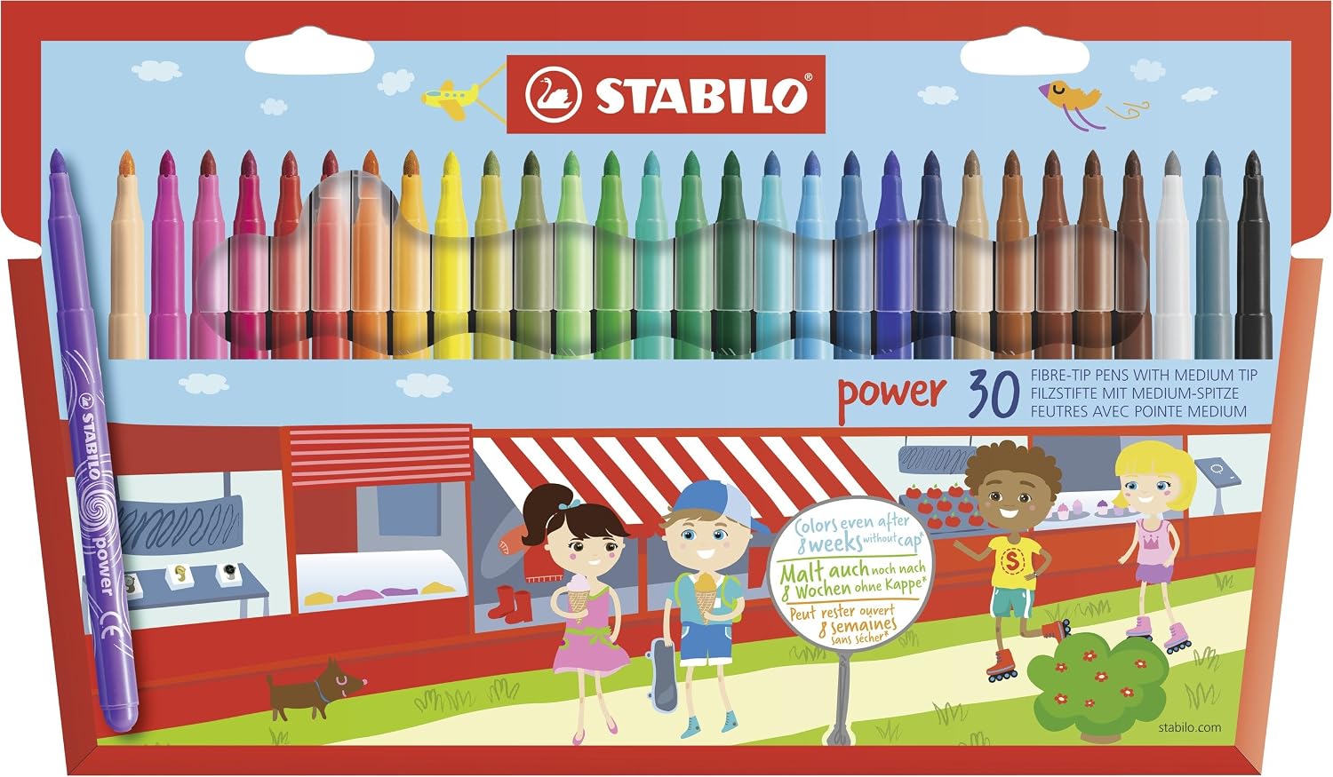 Detalle de STABILO Filzstift power – flexibel, auswaschbar und robust mit 2 mm Strichstärke