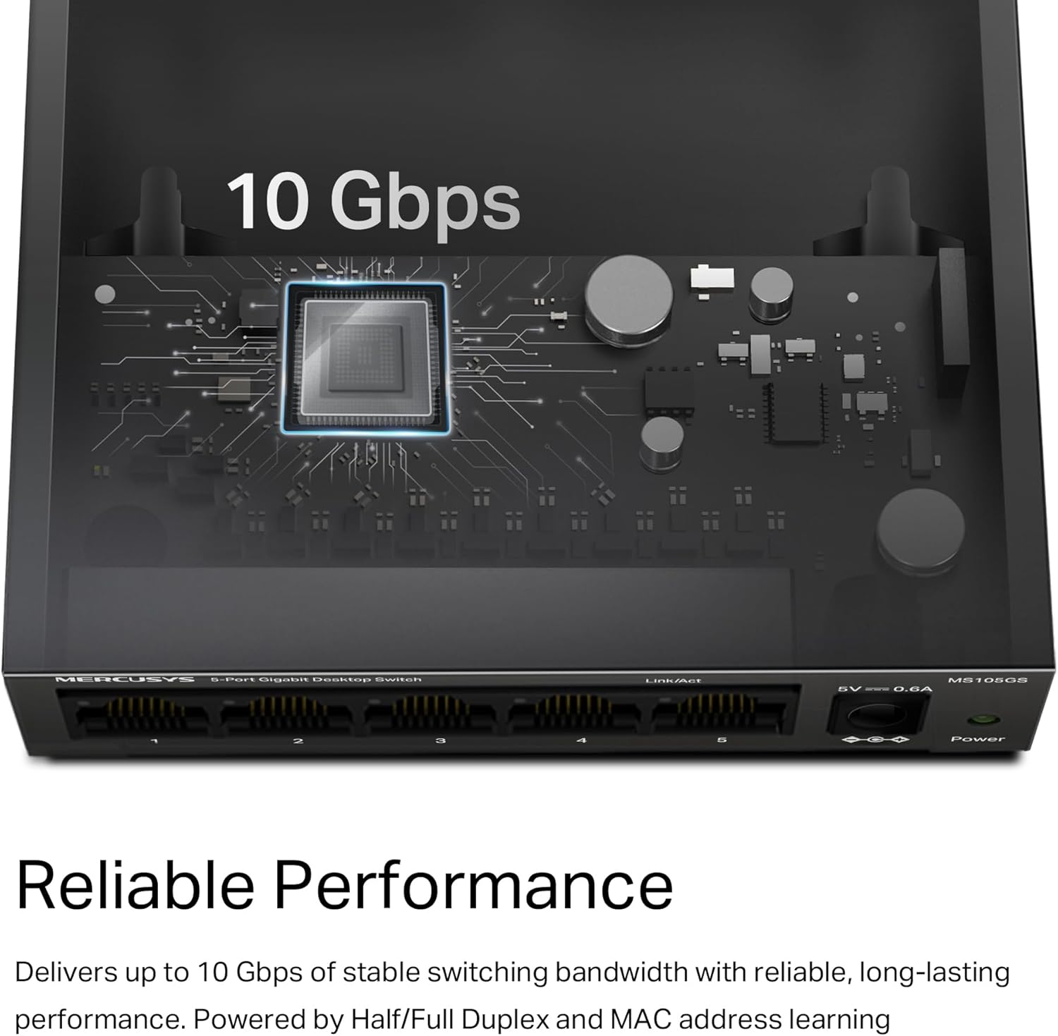 Thumbnail 6 de MERCUSYS MS105GS 5-Port Gigabit Ethernet Switch (metal case, desktop or wall mount)
