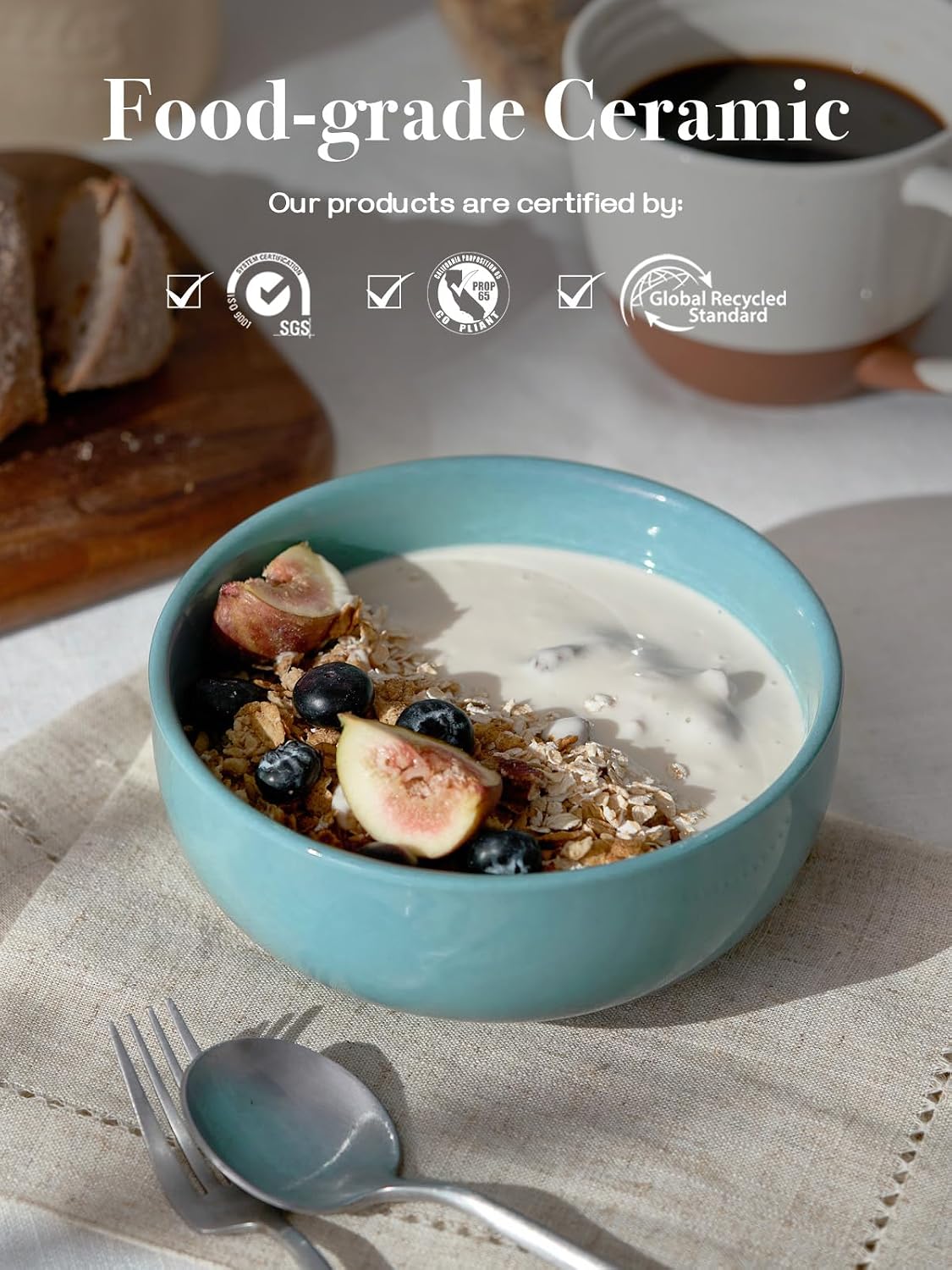 Detalle 2 de DOWAN 22 oz Ceramic Soup Bowl set of 4 🥣