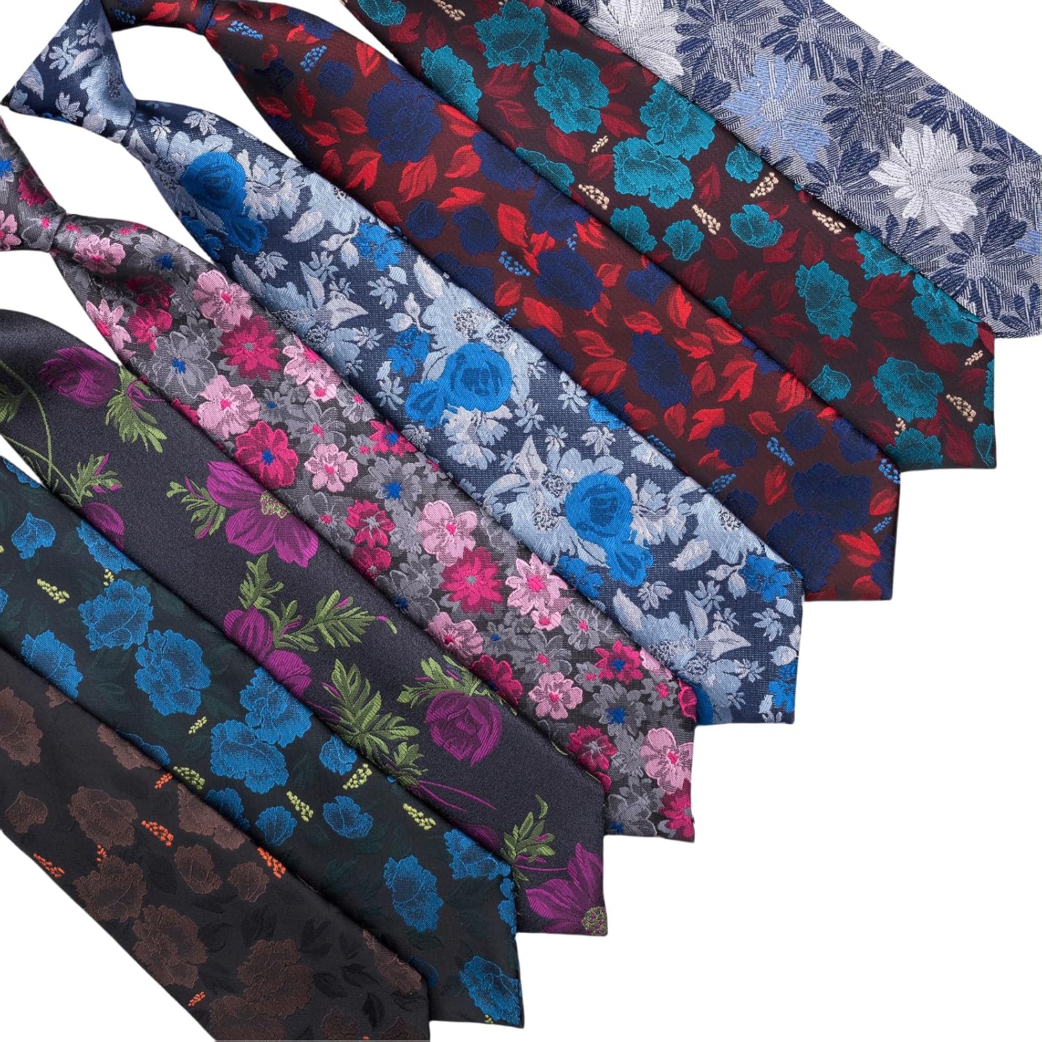 Detalle de Alizeal Boys Floral 7cm Pre-Tied Necktie, 13in Length – Elastic, Adjustable for Graduation, School or Wedding