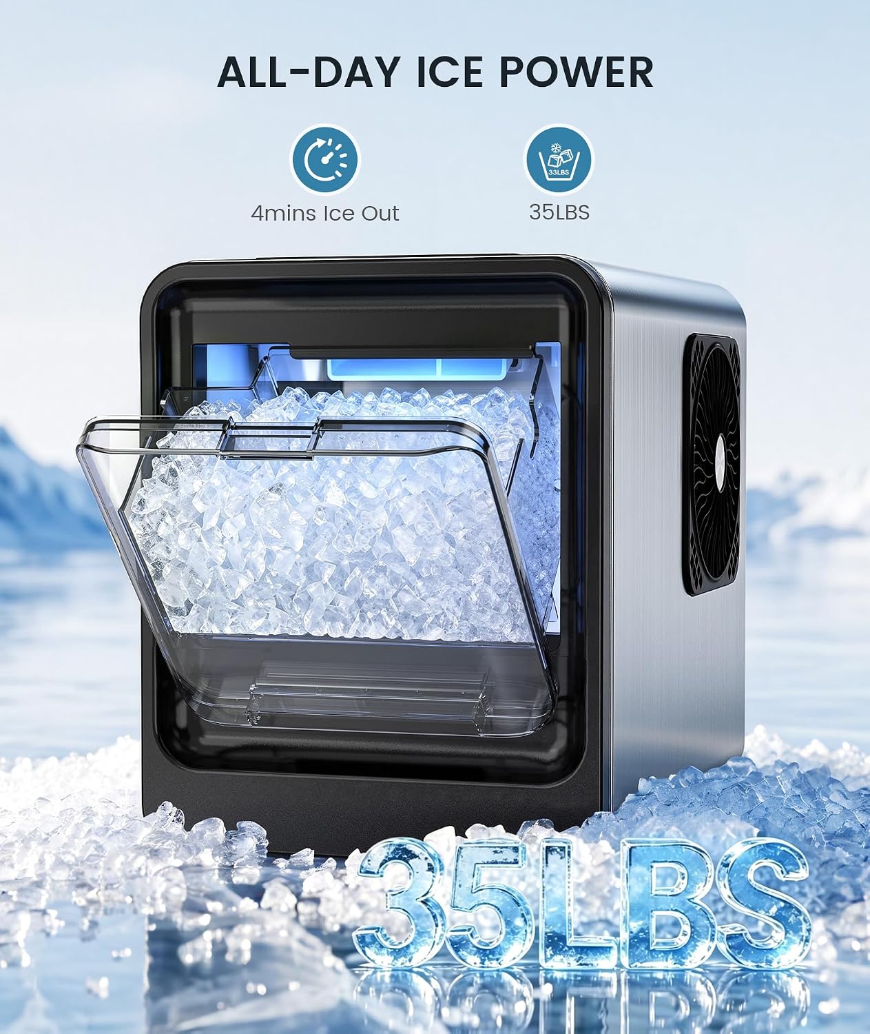 Thumbnail 1 de Electactic BS-303 Nugget Ice Maker, 35 lb Daily Output, Auto Refill