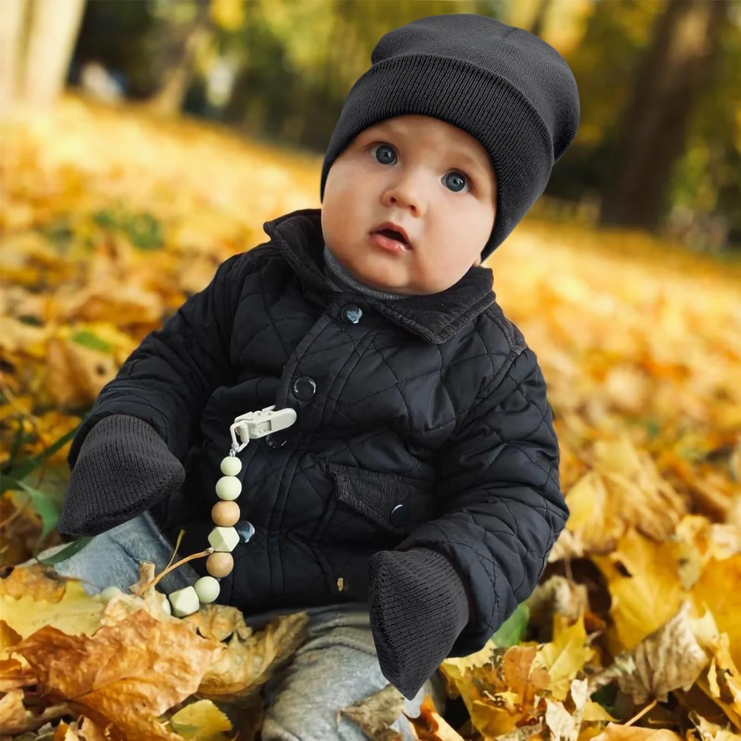 Thumbnail 5 de DRESHOW Ensemble Bonnet Beanie et Moufles d'hiver pour bébés et enfants (3 mois – 5 ans) – Tricotés chauds et extensibles