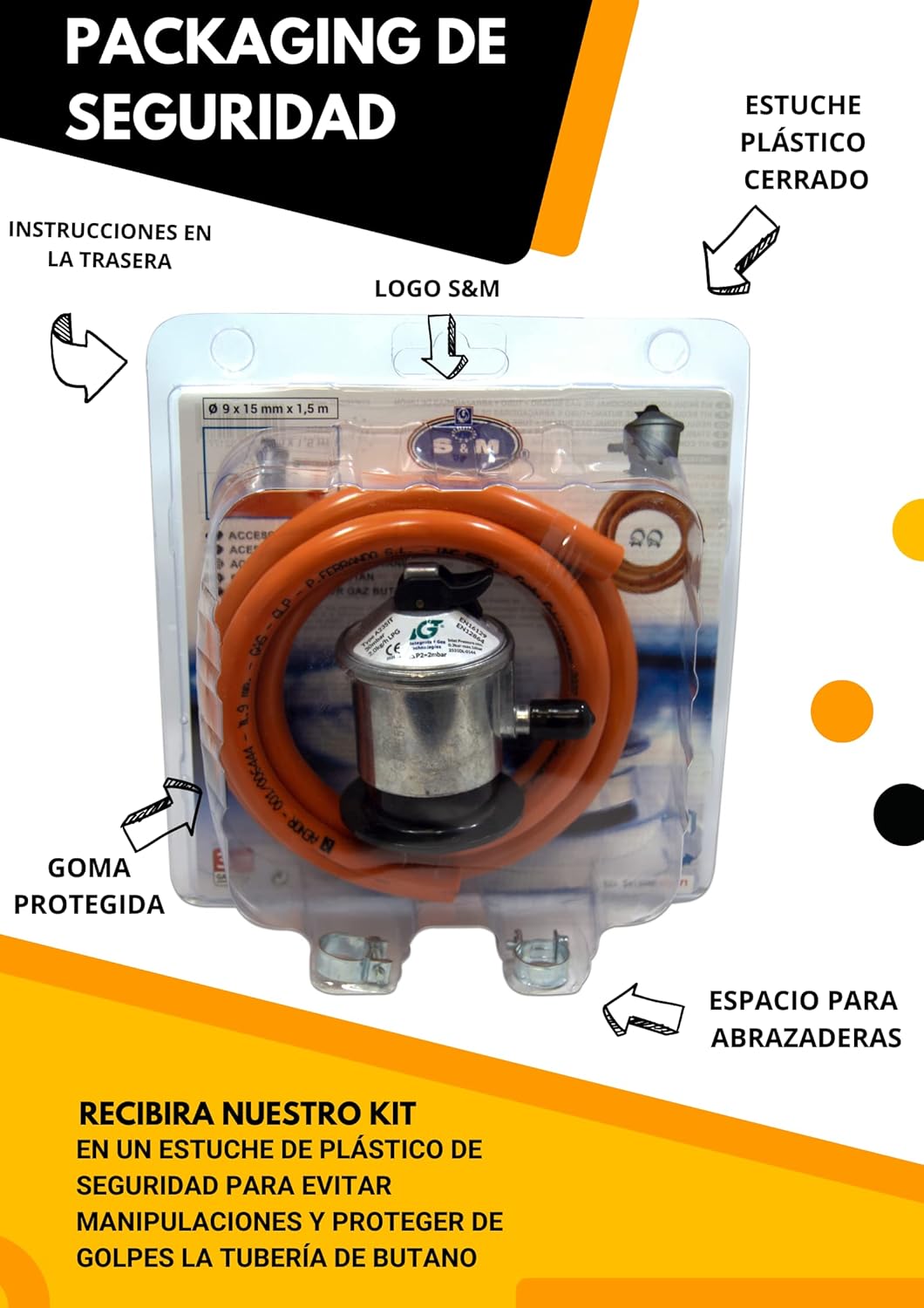 Thumbnail 5 de S&M kit butano 1,5 m 2 abrazaderas