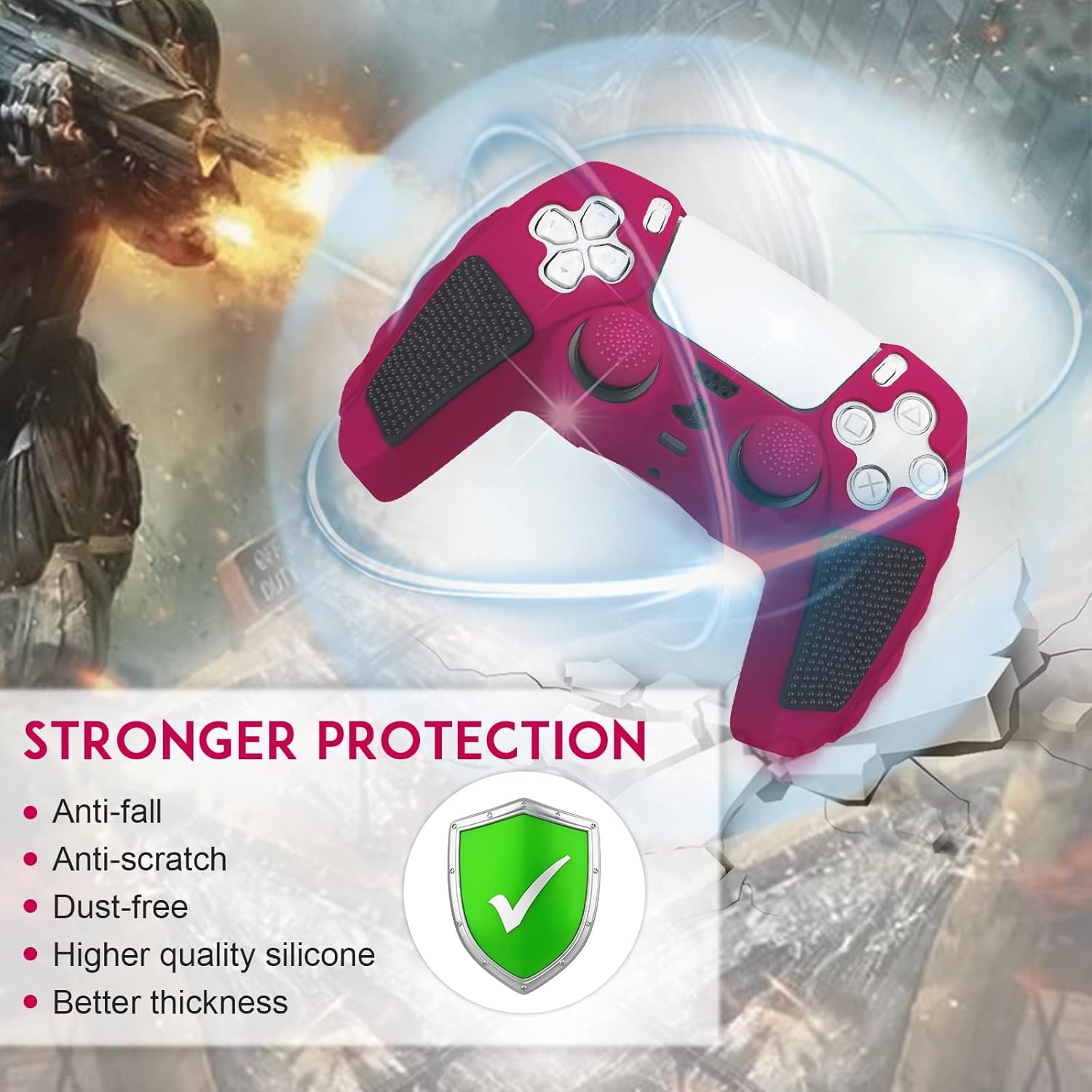 Thumbnail 4 de SIKEMAY Anti-Slip PS5 Controller Skin (2-Pack) with Thumb Grip Caps