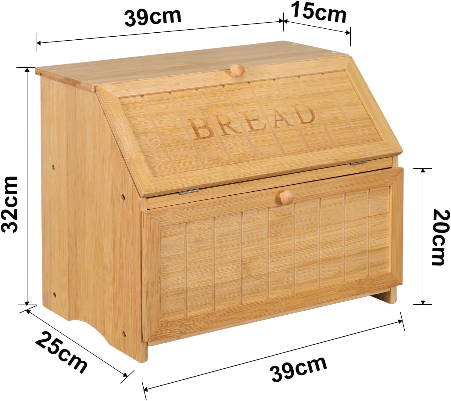 Detalle 2 de Leader Accessories Double Decker Bamboo Bread Bin 15.3" 🍞