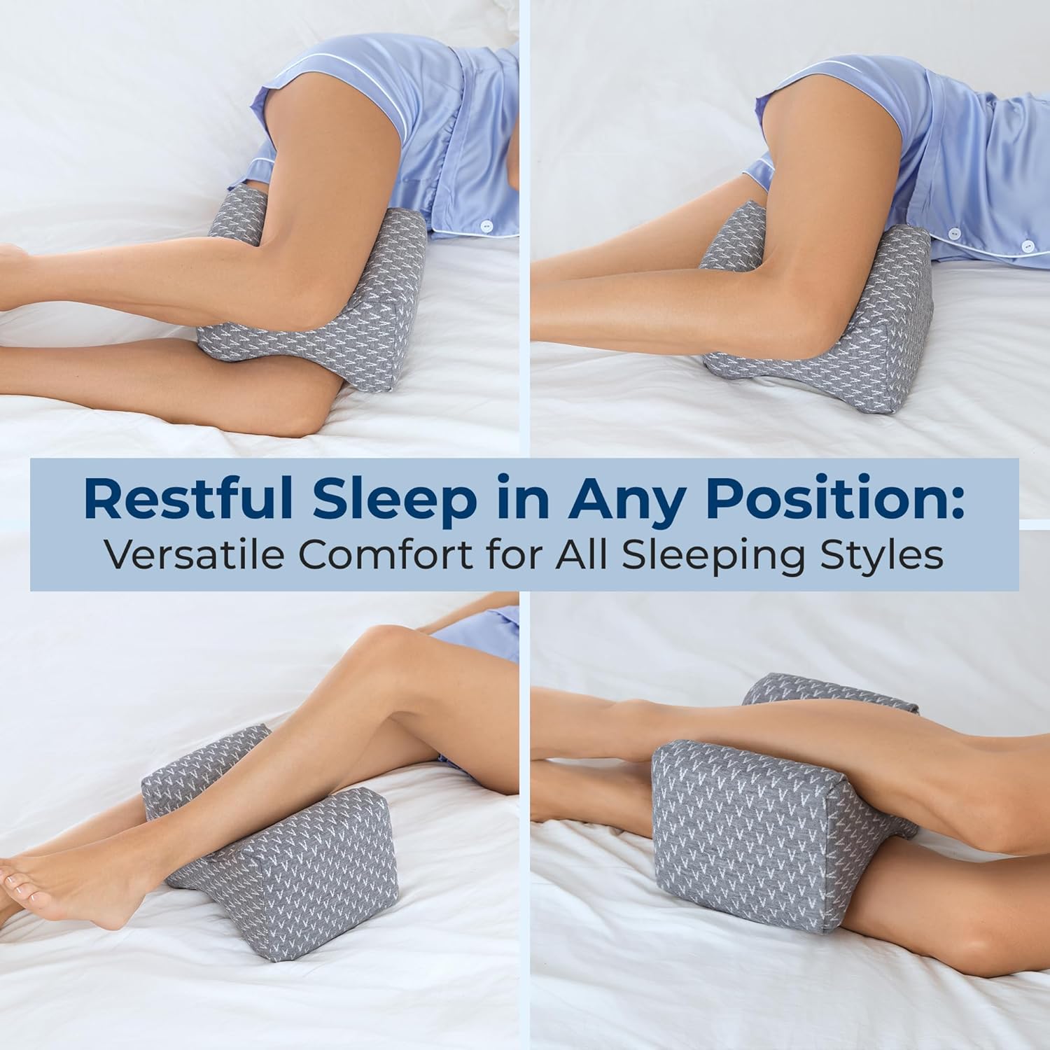 Detalle de 5 STARS UNITED Knee Pillow for Side Sleepers (Memory Foam) – Hip Pain Relief, Between-Legs Cushion for Sciatica & Lower Back Pain, Grey