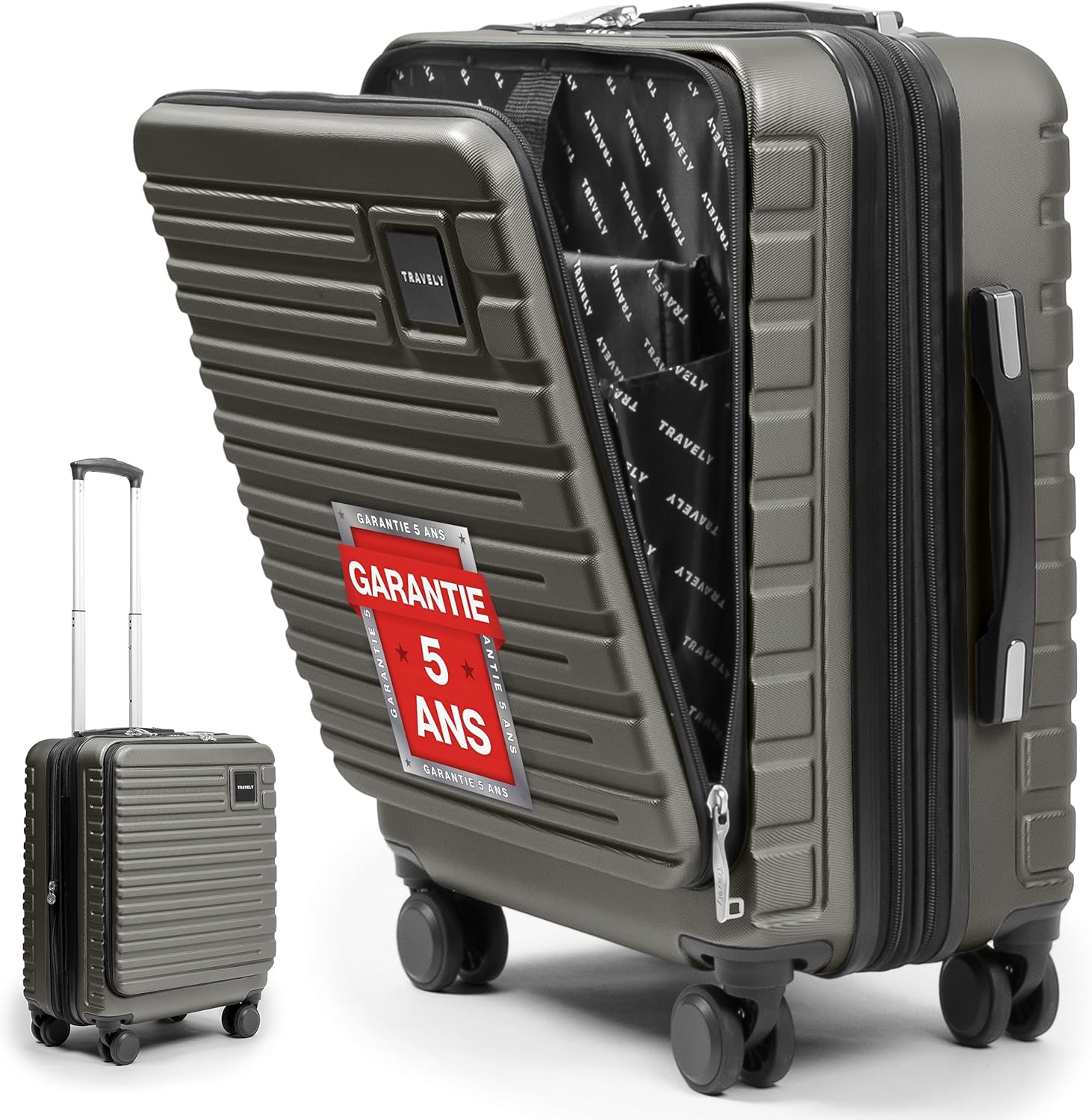 Detalle de Travely Valise Cabine Expandable 55x40x23 cm – 36 L (ou 41–50 L) avec roulettes souples et serrure TSA