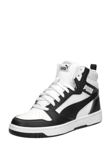 Detalle de PUMA Rebound V6 Mid Jr. - Scarpe da ginnastica unisex per bambini e ragazzi, Puma White / Black Shadow Gray, 37 EU