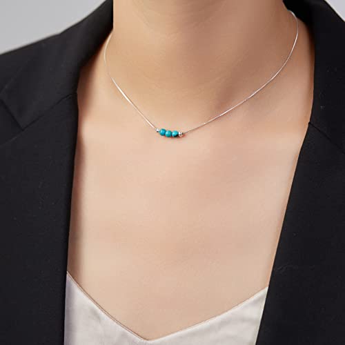 Detalle de Keenove 925 Sterling Silver Turquoise Crystal Choker Necklace