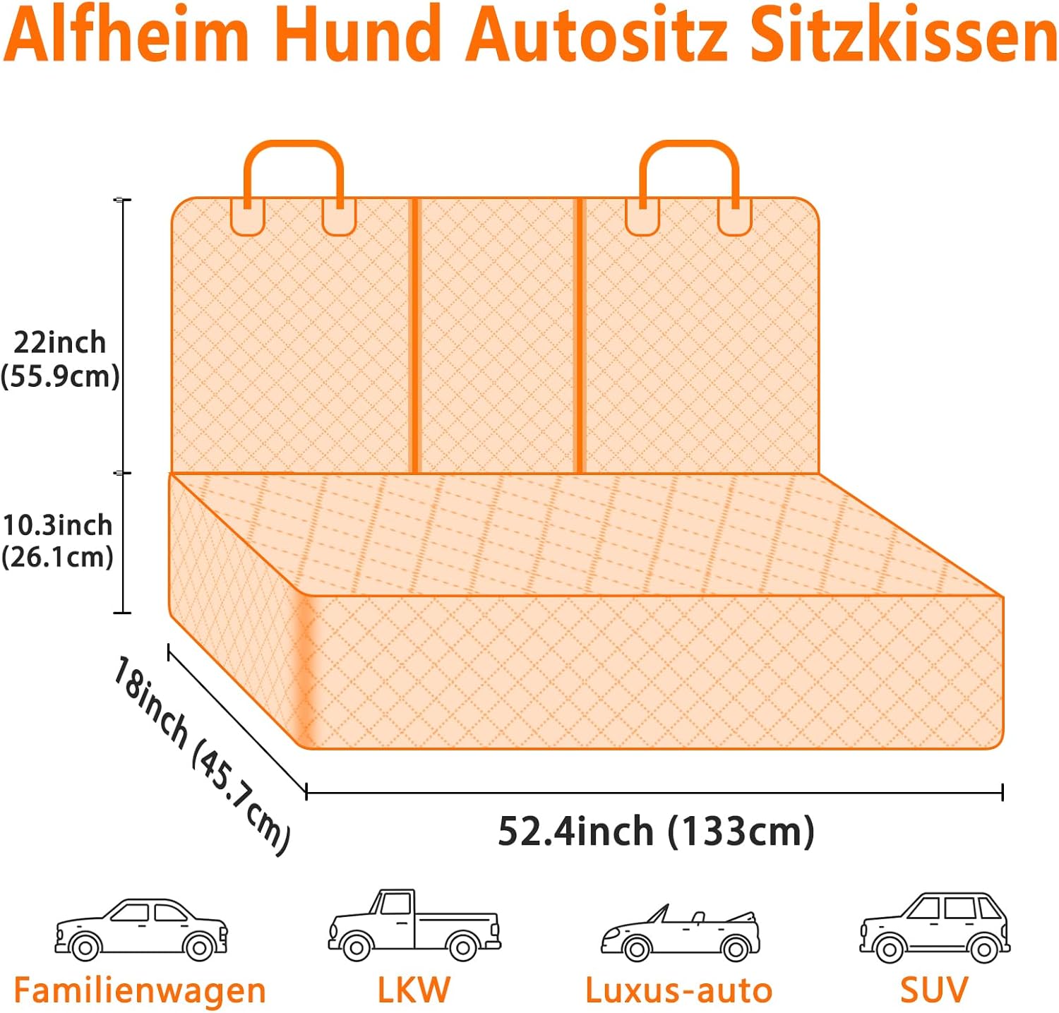 Detalle de Alfheim Hundedecke Auto Rückbank – universell passend, wasserdicht und rutschfest
