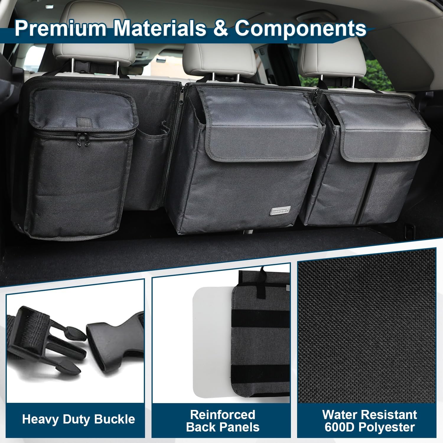 Detalle de MARKSIGN Deluxe Trunk and Backseat Organizer with Detachable Cooler Modules (for Medium/Large SUVs & RVs)