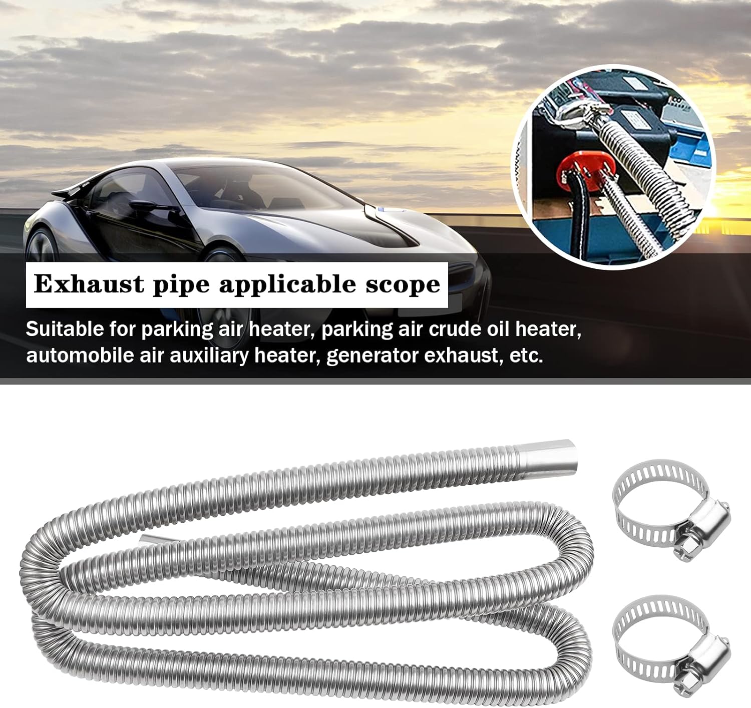 Thumbnail 5 de Abgasschlauch für Stromerzeuger 200 CM, JatilEr Abgasschlauch Standheizung Auspuff Edelstahl Auspuff Schalldämpfer, Auto Edelstahl Auspuffrohr mit Zwei Edelstahlklammern für Diesel Heizung
Abgasschlauch für Stromerzeuger 200 CM, Ja…