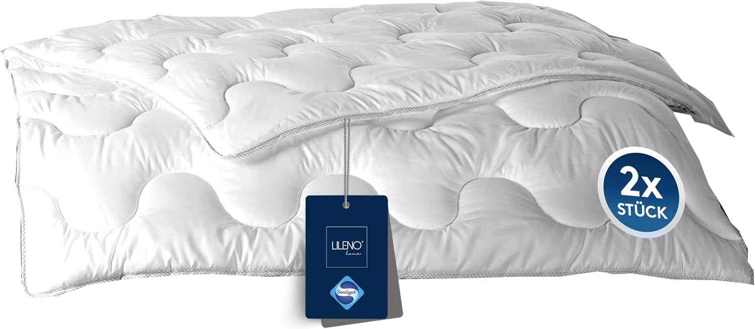 Detalle de LILENO HOME Ganzjahres-Bettdecke 135x200 cm (2er Set) – kochfest bis 95 °C, allergikergeeignet