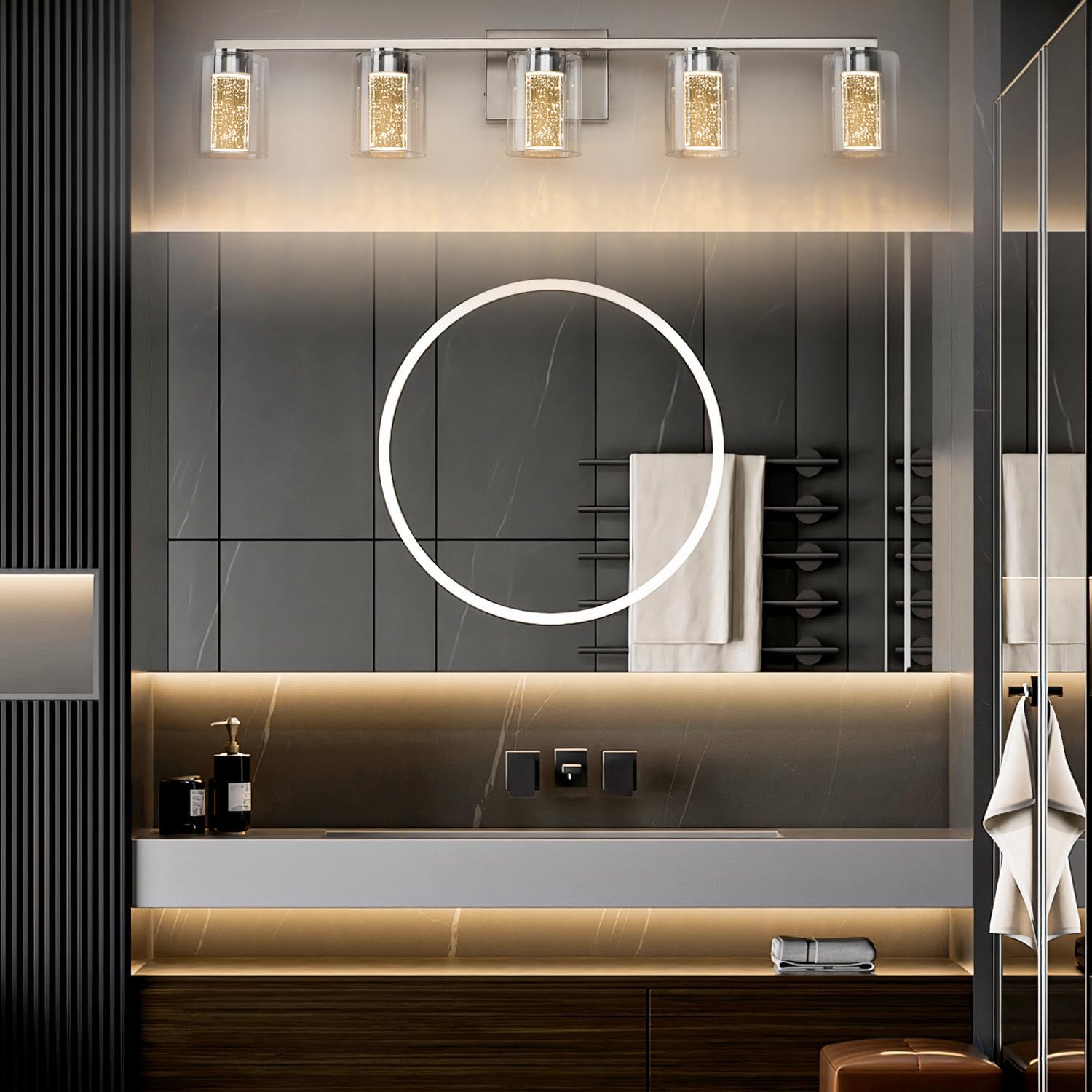 Thumbnail 6 de SineRise b3f1f31a-54a6-43a6-adc3-c6c3ecce948c 5-Light Brushed Nickel Vanity Light
