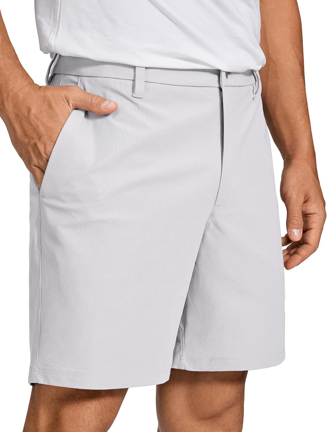 Detalle de CRZ YOGA Pantaloncini da Golf Comfort per Tutto il Giorno - 7/9 Pollici, Tasche, Colore Grigio Platino
