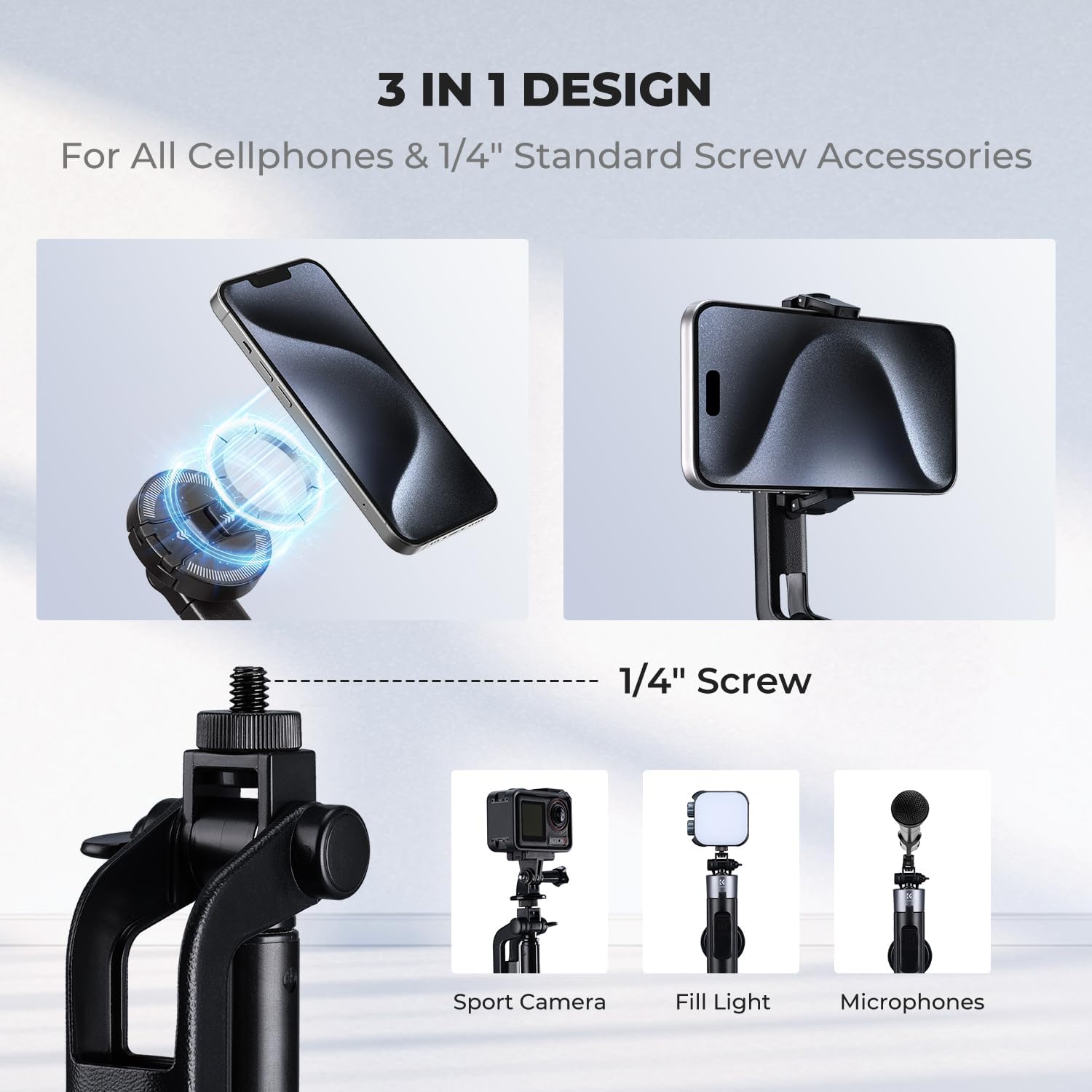 Detalle de K&F CONCEPT Popod 72" Phone Tripod with Remote