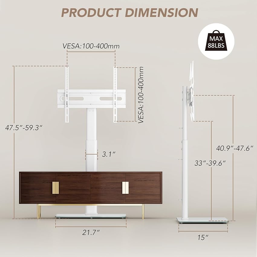 Thumbnail 4 de AX WABER TV Floor Stand 9-Level Height, 70° Tilt