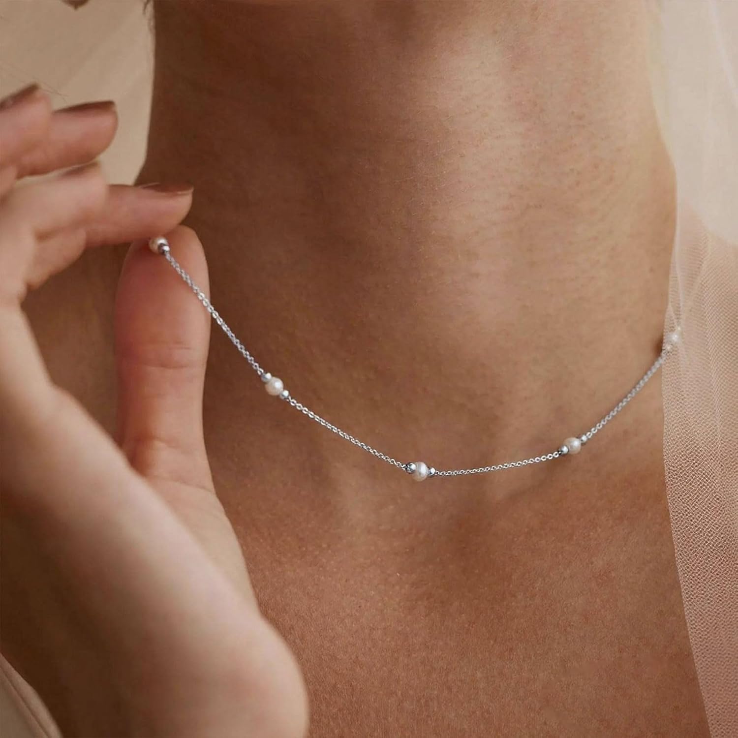 Thumbnail 2 de HARJJME Damen-Halskette Gold/Silber (925) vergoldet, 14K, Kleeblatt & Herz mit Cubic Zirkonia – Choker Charmkette