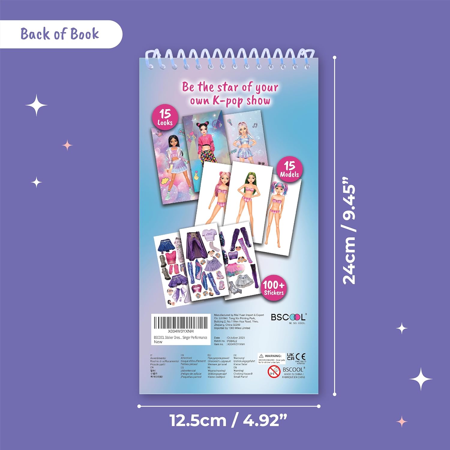 Detalle de BSCOOL Sticker Dress Up K-Pop Activity Book for Kids (Ages 5+) with Removable Stickers and Guides