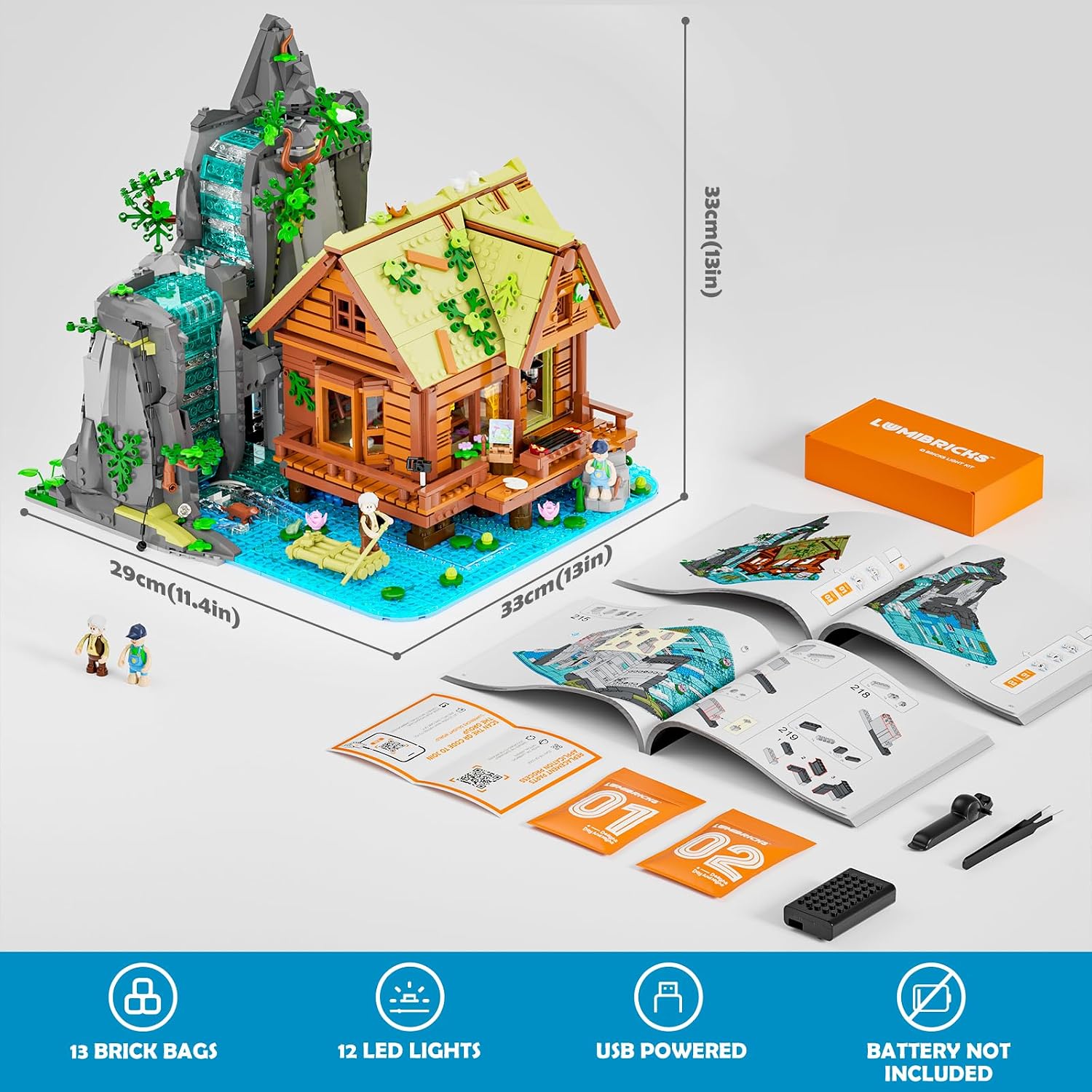 Thumbnail 5 de Lumibricks Waterfall-Cabin 2539-piece building bricks set 🧩