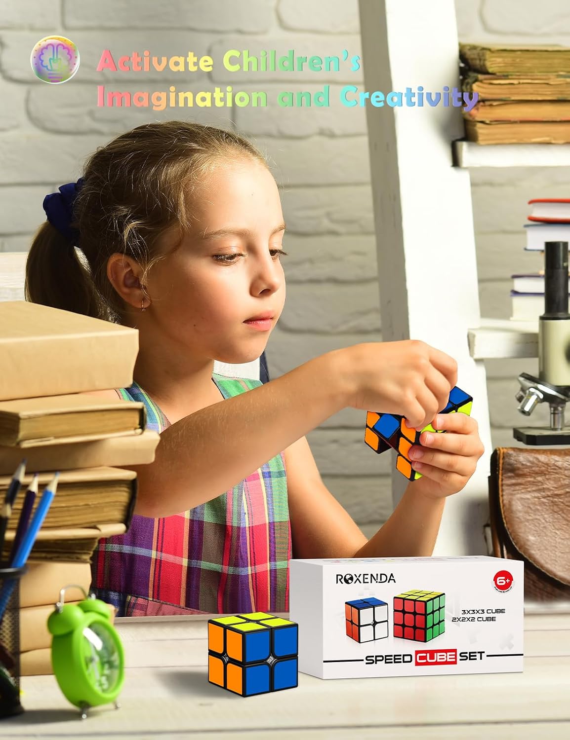 Detalle de ROXENDA Speed Cube Set (2x2 / 3x3) – Original Fast Cube with Instruction (Sticker)