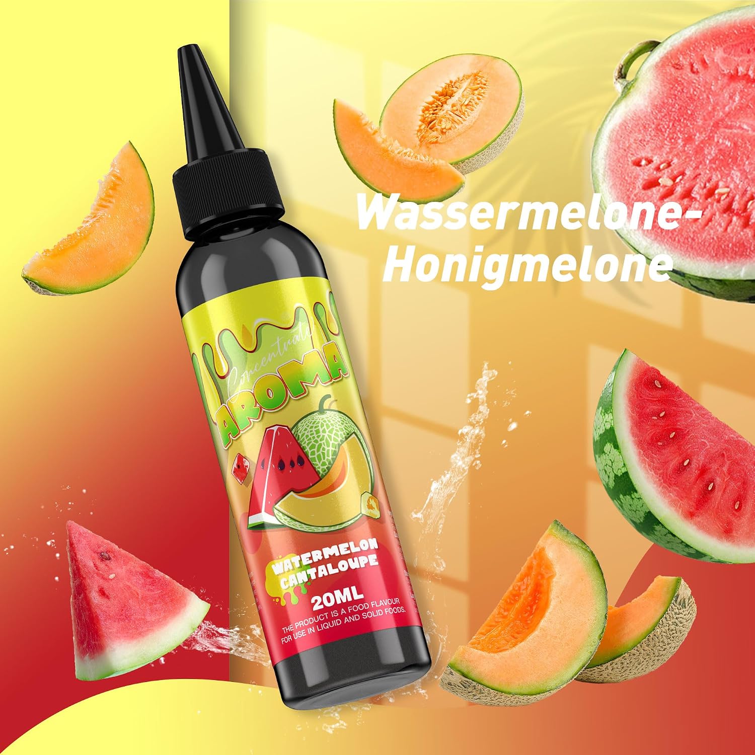 Detalle 2 de FURUN Wassermelone-Honigmelone Aromakonzentrat – hochdosiertes Lebensmittelaroma, 20 ml in 120 ml Flasche