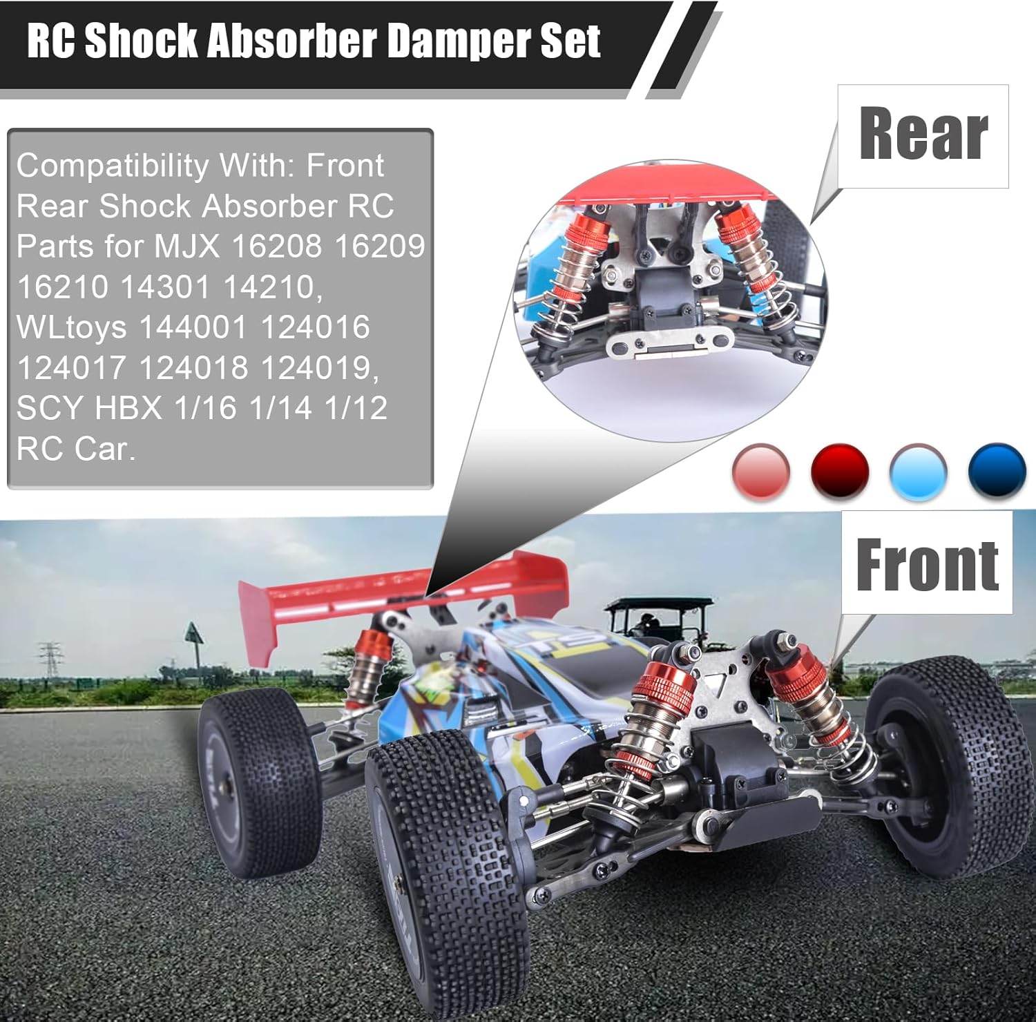 Thumbnail 4 de RcThjia oiled 4Pcs 72mm aluminium oil shock set for 1/12–1/16 RC cars