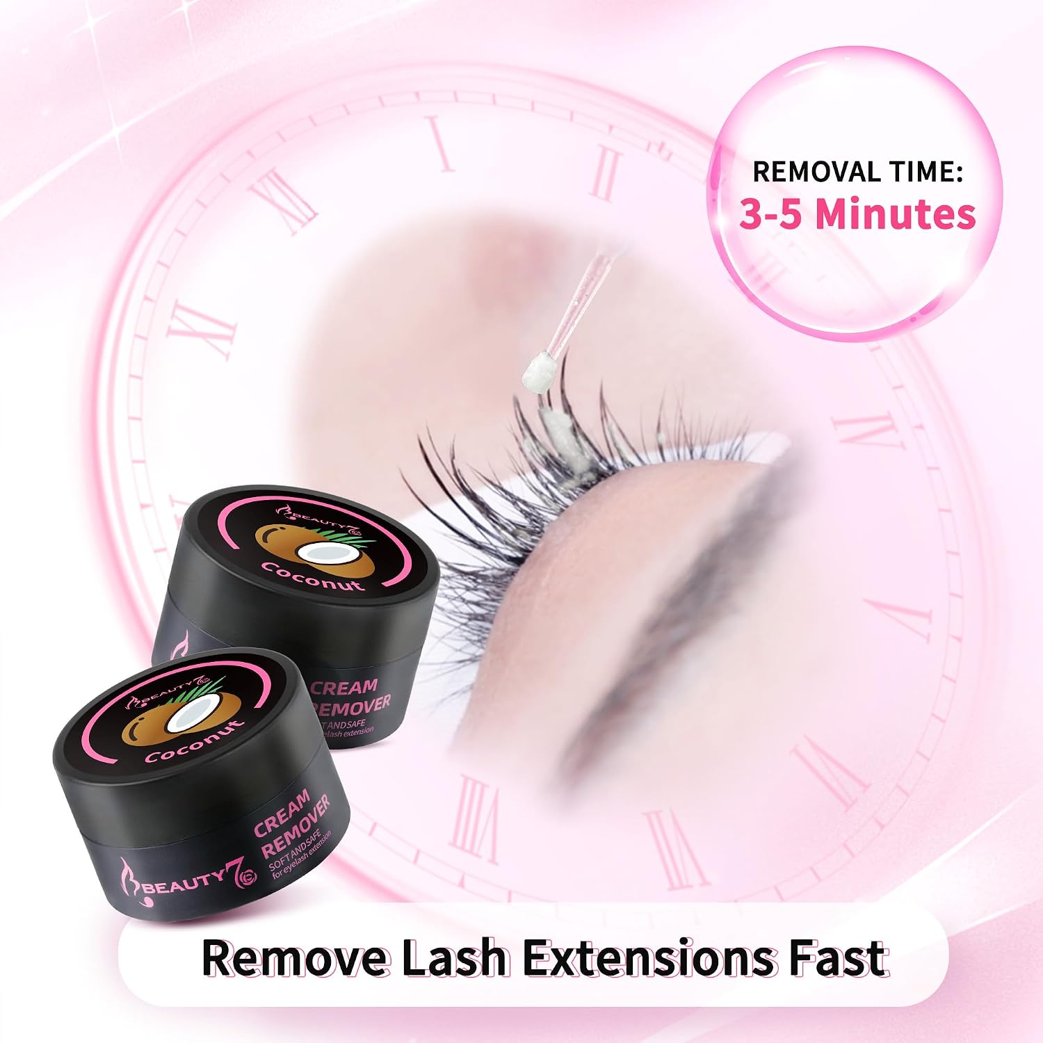 Detalle de Beauty7 Wimpernkleber Entferner Cream – Sanfte Entfernung von Wimpernverlängerungen (5 g, Duft Kokosnuss)